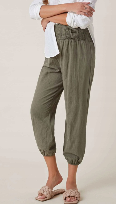 SHEIN SPODNIE CIĄŻOWE DAMSKIE KHAKI CASUAL 38 VBH Fason alladynki