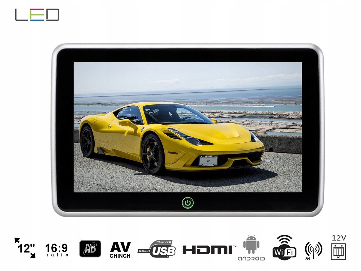 Monitor zagłówkowy 12'' FHD ANDROID WiFi BT HDMI Marka Nvox