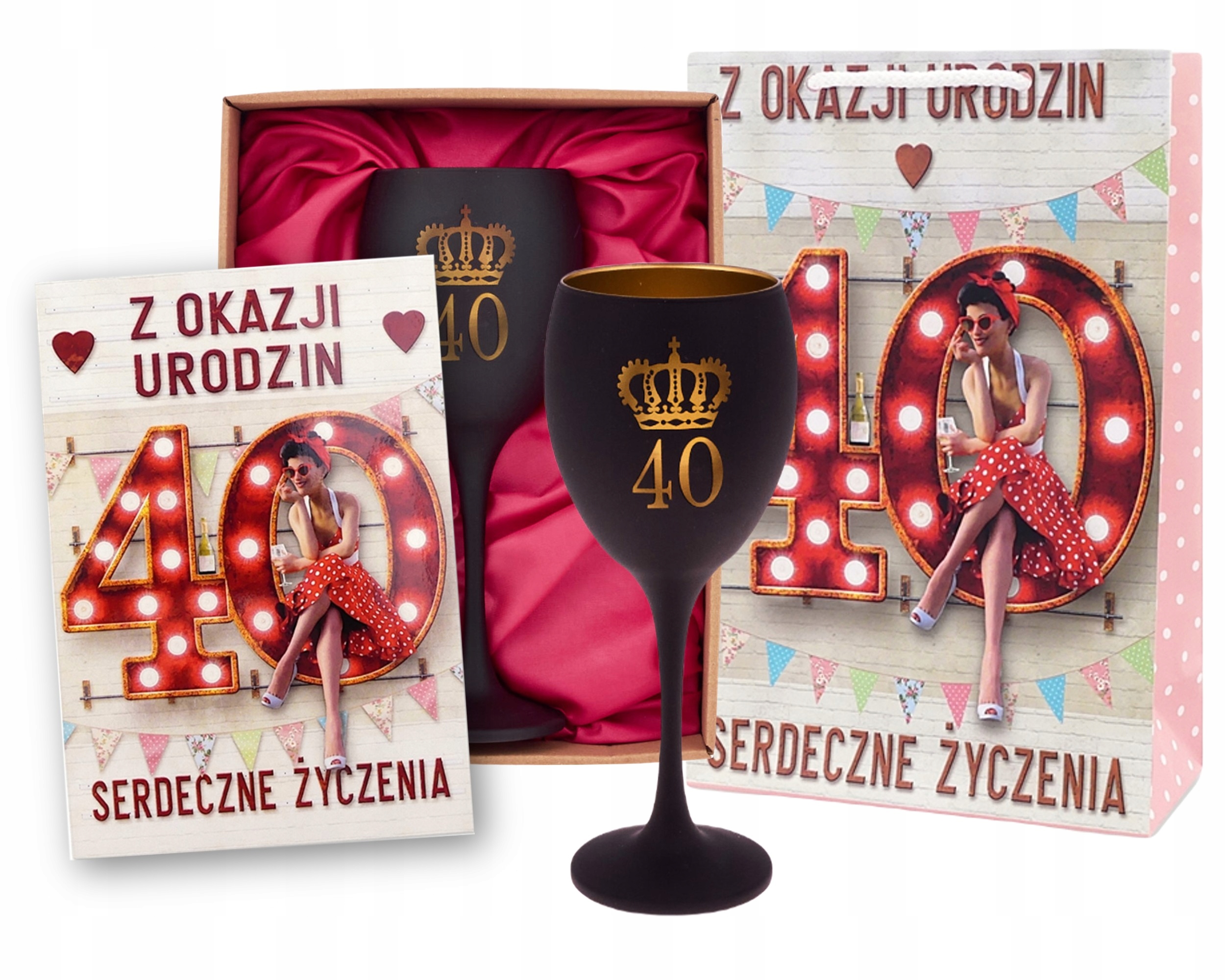 Na 40 Urodziny Dla Kobiety Niej Zestaw Kieliszek Życzenia