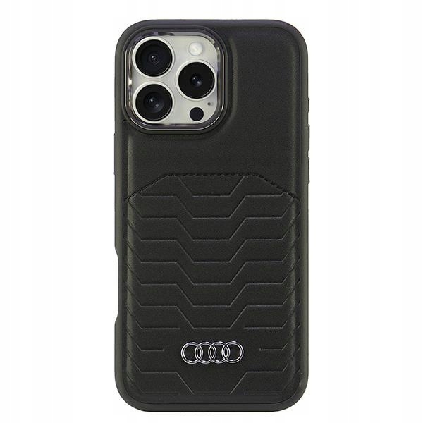 Pouzdro Audi pro iPhone 16 Pro Max 6.9", černé, Synthetic Leather MagSafe