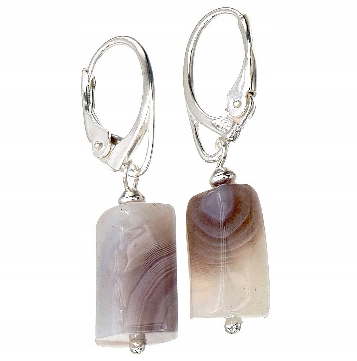 Krásné Náušnice Achát Botswana Stříbro
