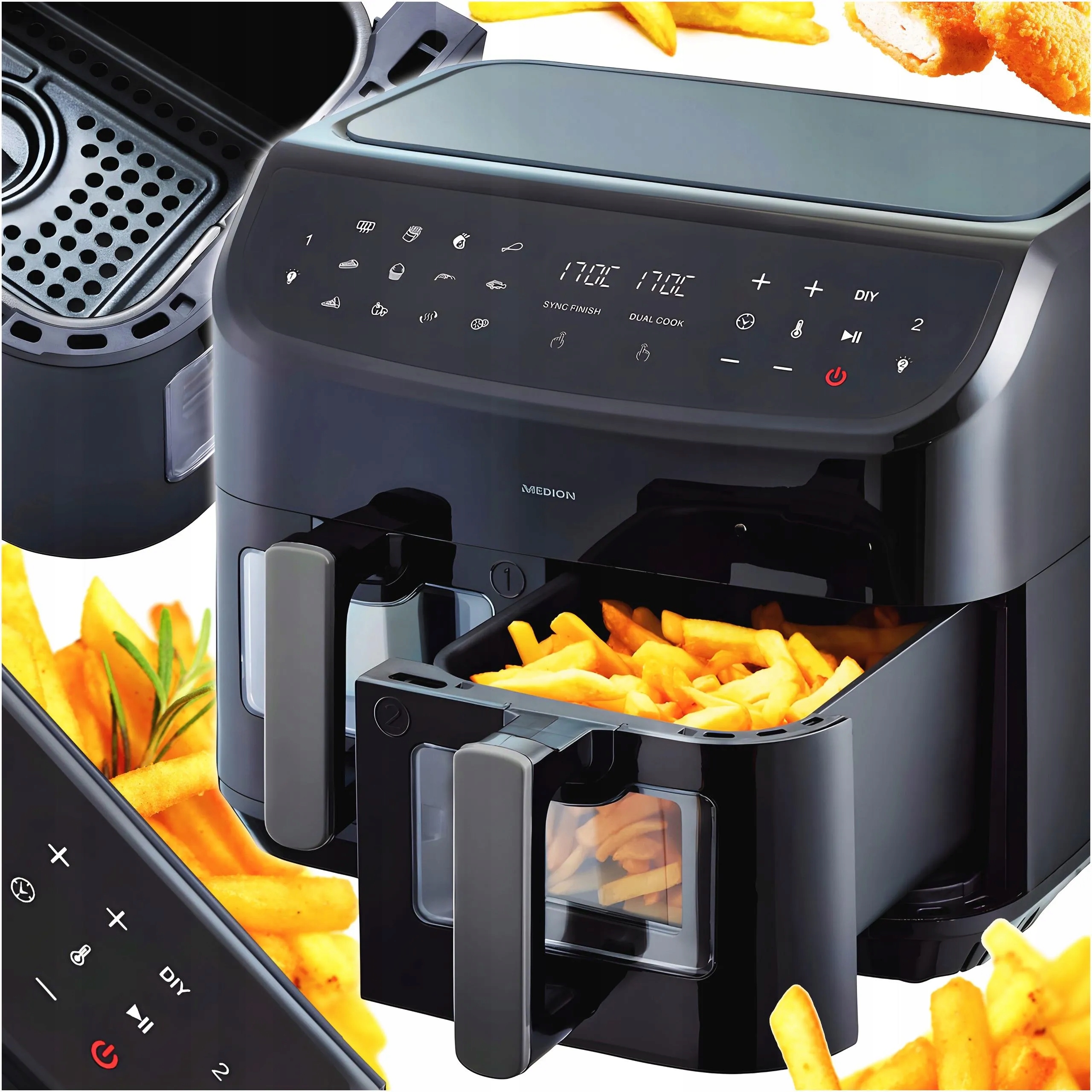 Frytkownica Air Fryer XXL Dual 2 Komory MD11760 P20 2600W 8,7L 9 Programów
