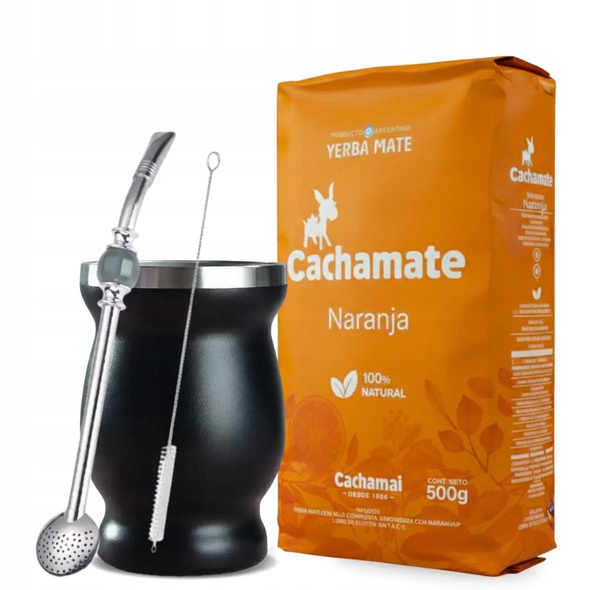 Levně Yerba Mate Cachamate Naranja – Sada s Materem a Bombillou Na Start!