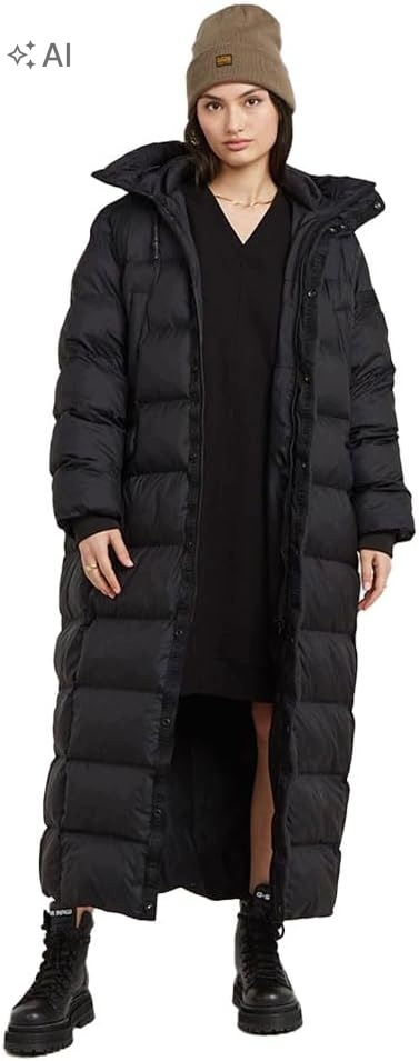 G-star Raw Dámská Prošívaná Černá Bunda S Kapucí Ke Kotníkům Xs 2BA