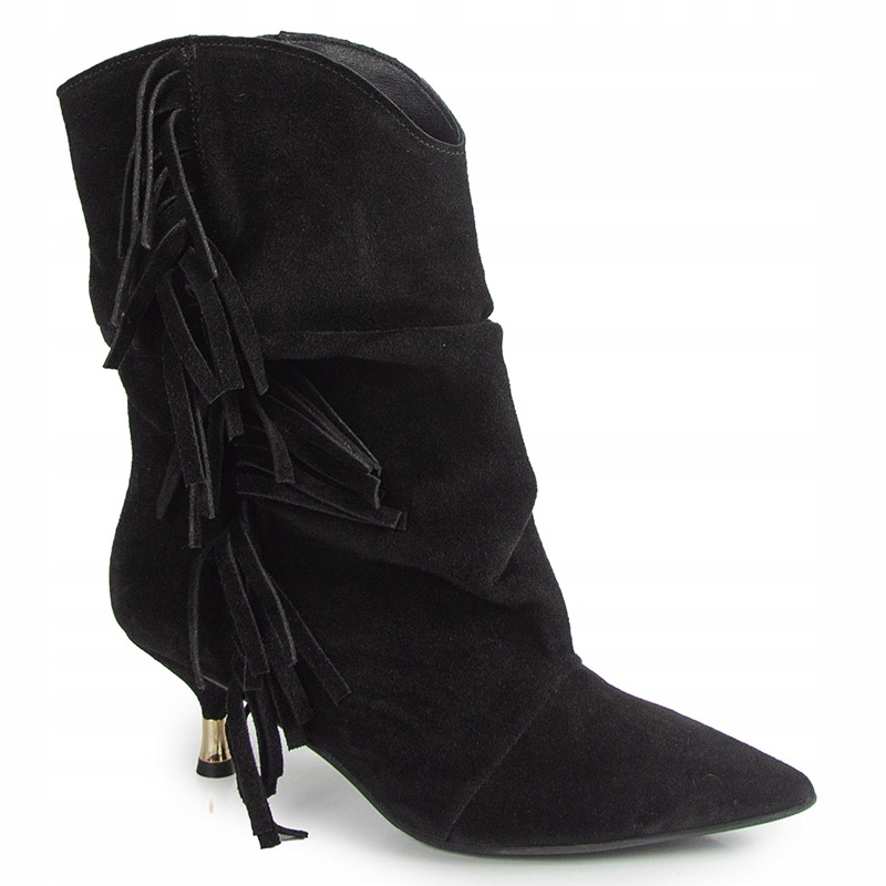 Chebello 4832 Černé Kožené Kotníkové Boty S Třásněmi 38