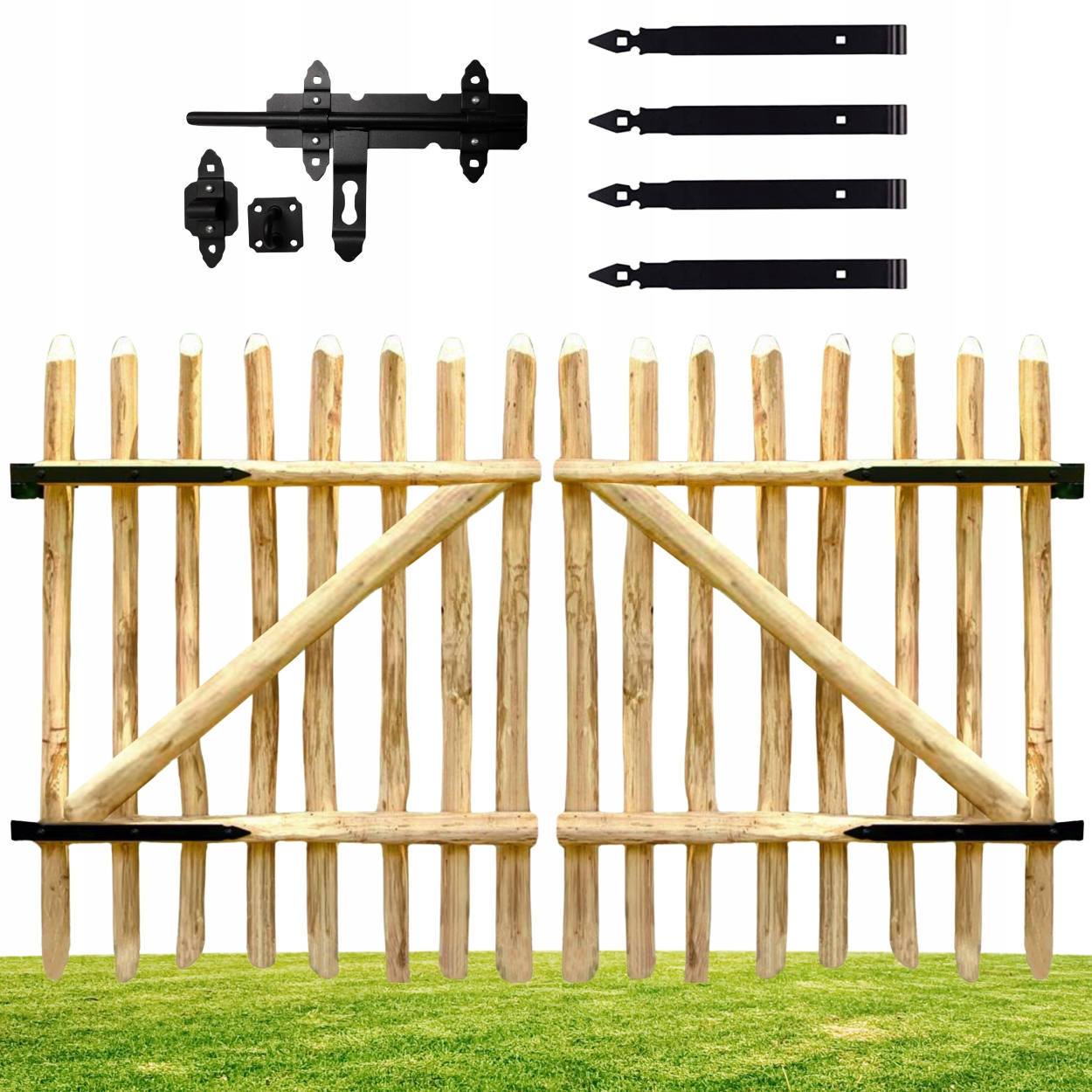 Dřevěná Plotová Furtka, sada 2 kusů – 90 x 100 cm branka, zahrada