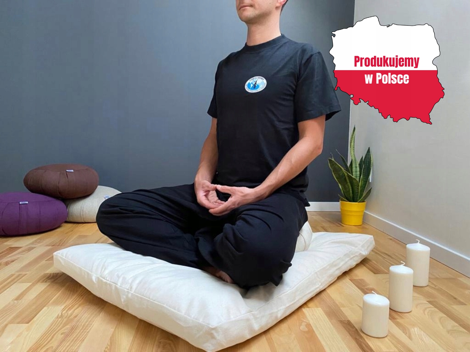 Polský výrobek Bavlněná meditační podložka Zabuton 70x90 cm Ecru