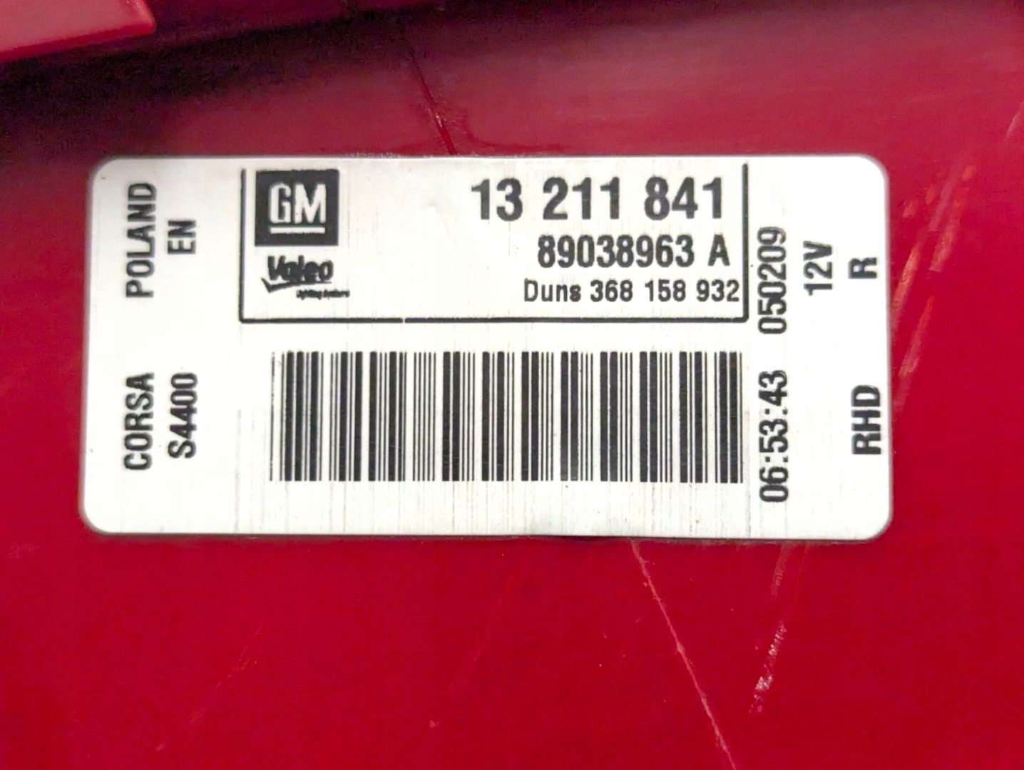 light rear right side Opel Corsa D 2009 13211841