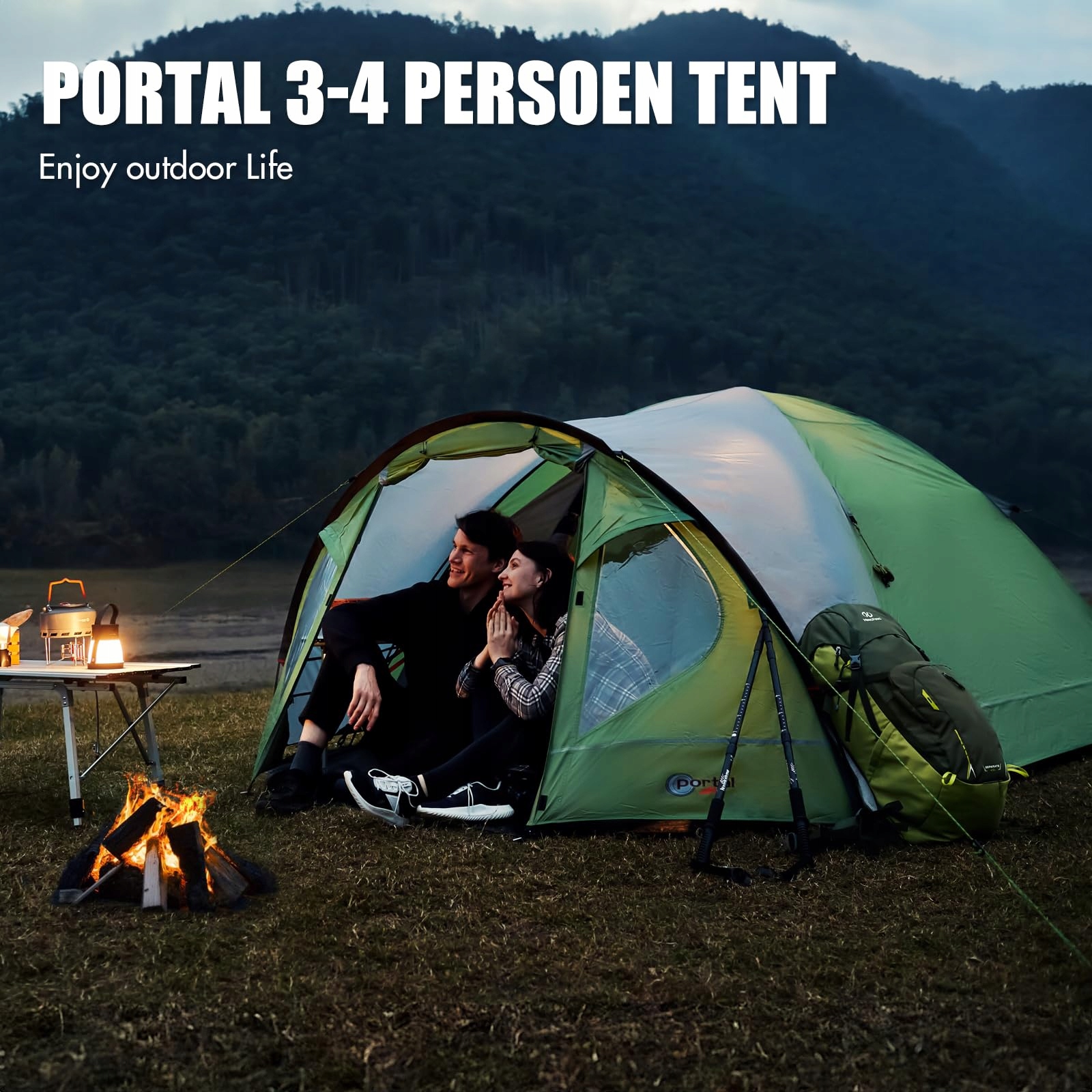 PORTAL Namiot Kuppelowy 3-4 Osobowy Wodoodporny Na Camping i Festiwale — miniatura 3
