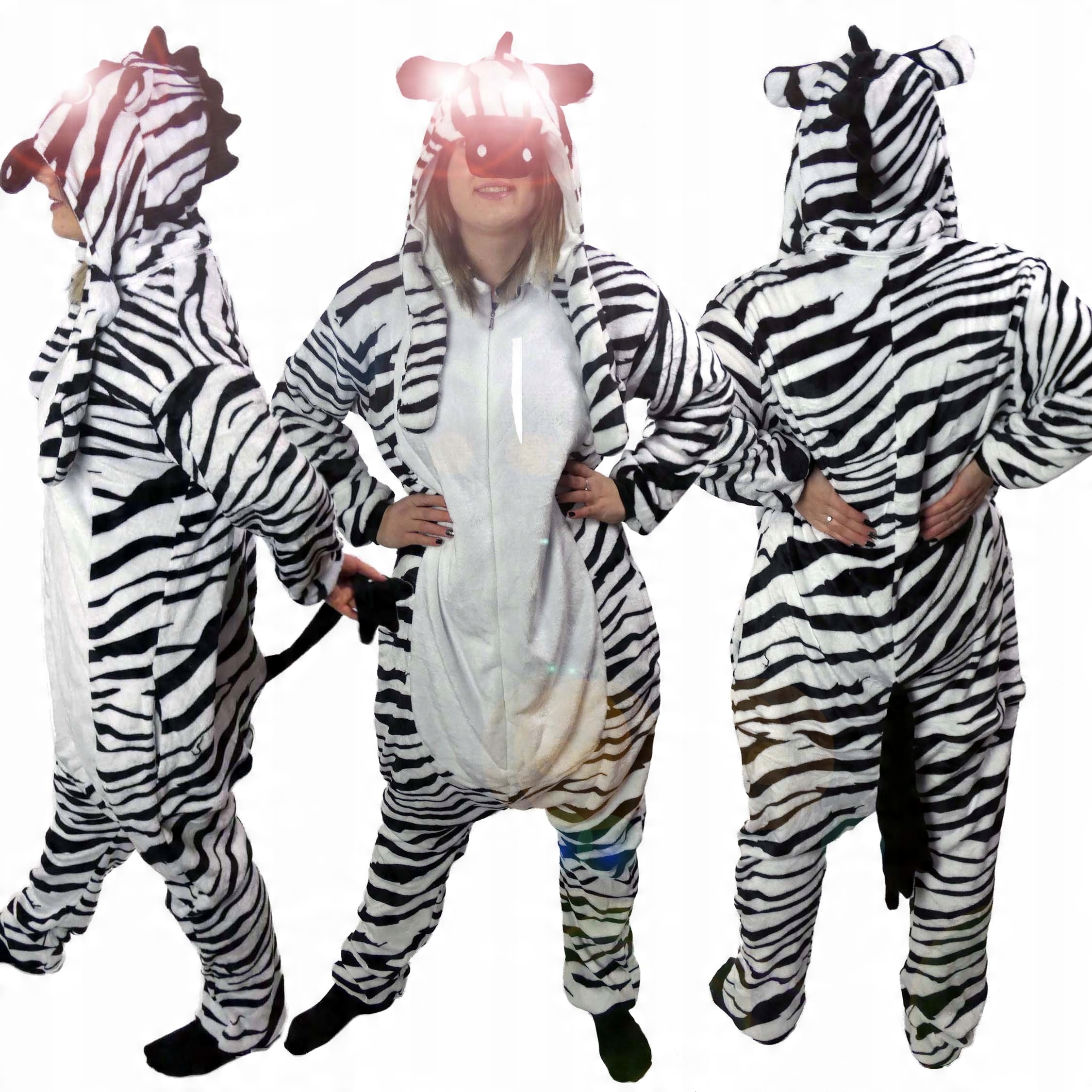 

Damska Ciepła Piżama Kigurumi Onesie Zebra XL