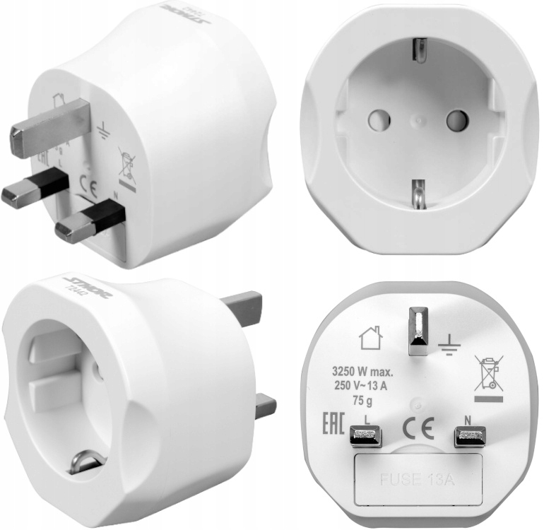 Adapter sieciowy Sthor 72442 EU - UK biały