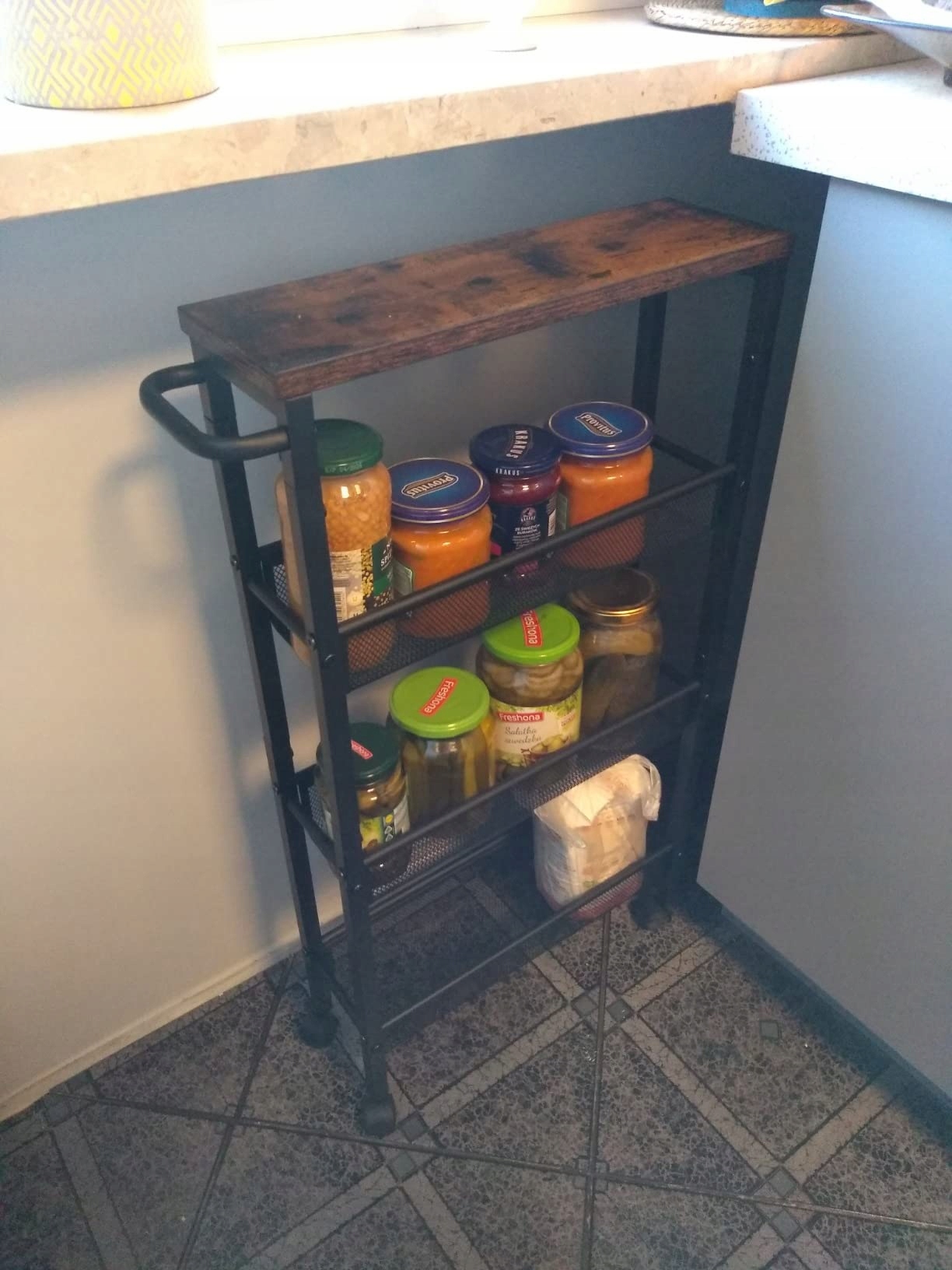 SZAFKA KUCHENNA WÓZEK KUCHENNY WĄSKI REGAŁ na 4 Kółkach 4 POZIOMY POJEMNY Szerokość mebla 45 cm