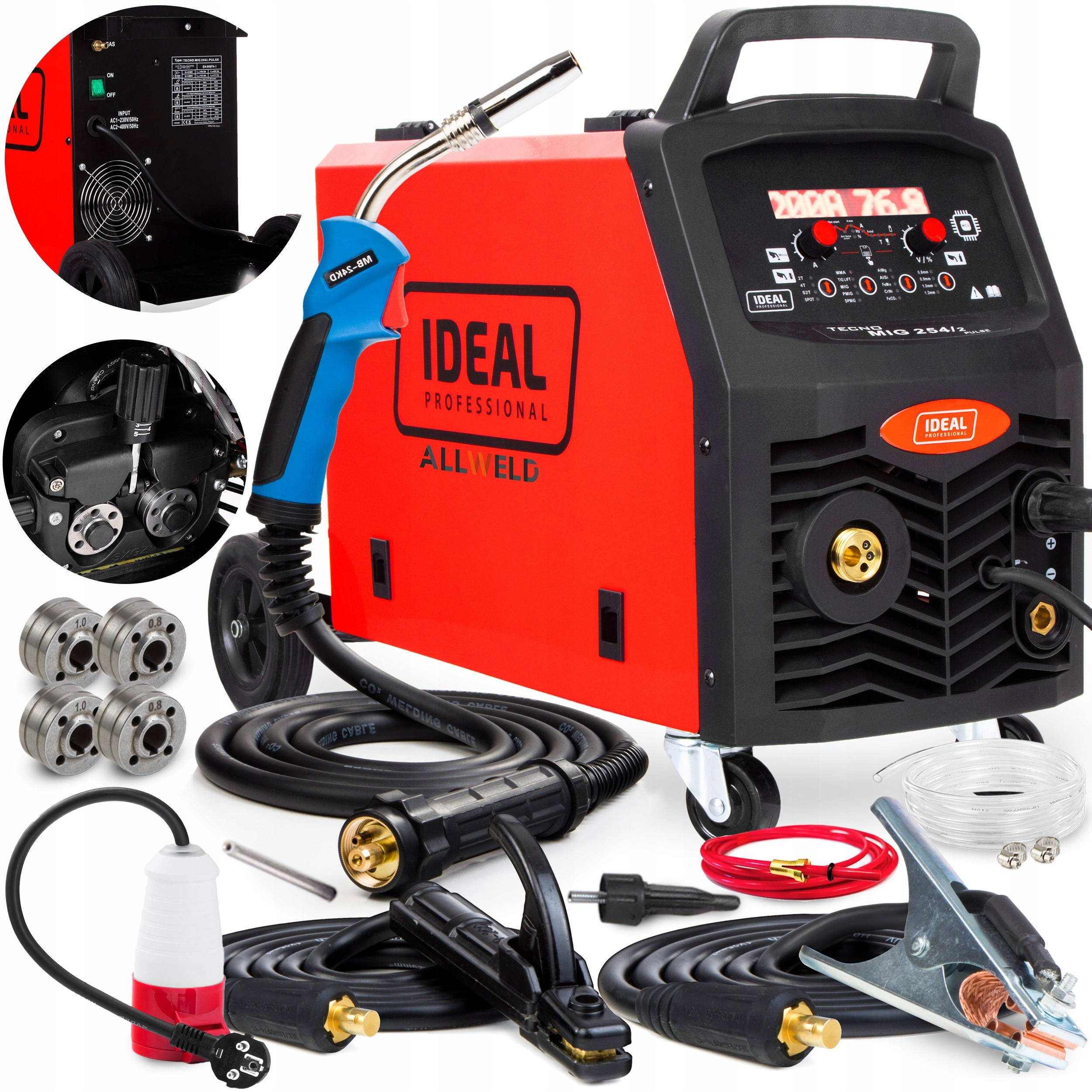 PÓŁAUTOMAT SPAWALNICZY IDEAL TECNO MIG 254/2 PULSE MAG MMA TIG DC 200A 3W1