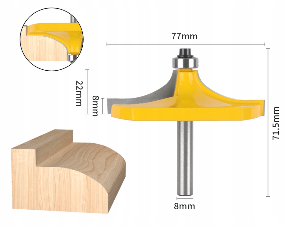 Frezy kształtowe do poręczy drewna chwyt 8mm 2szt EAN (GTIN) 6932601672987
