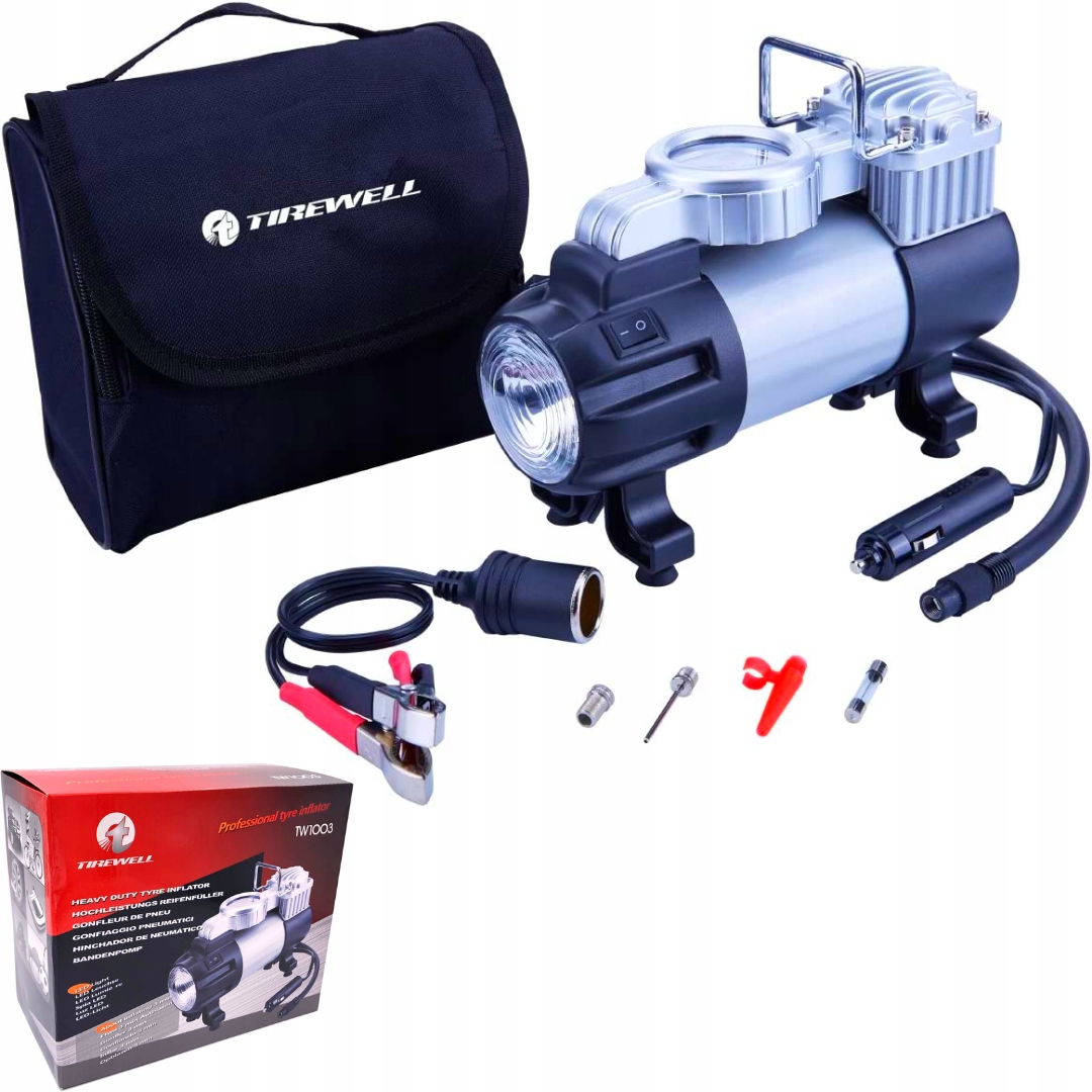 ПОРТАТИВНЫЙ МОЩНЫЙ КОМПРЕССОР ДЛЯ ШИН 12 В С ПОДСВЕТКОЙ