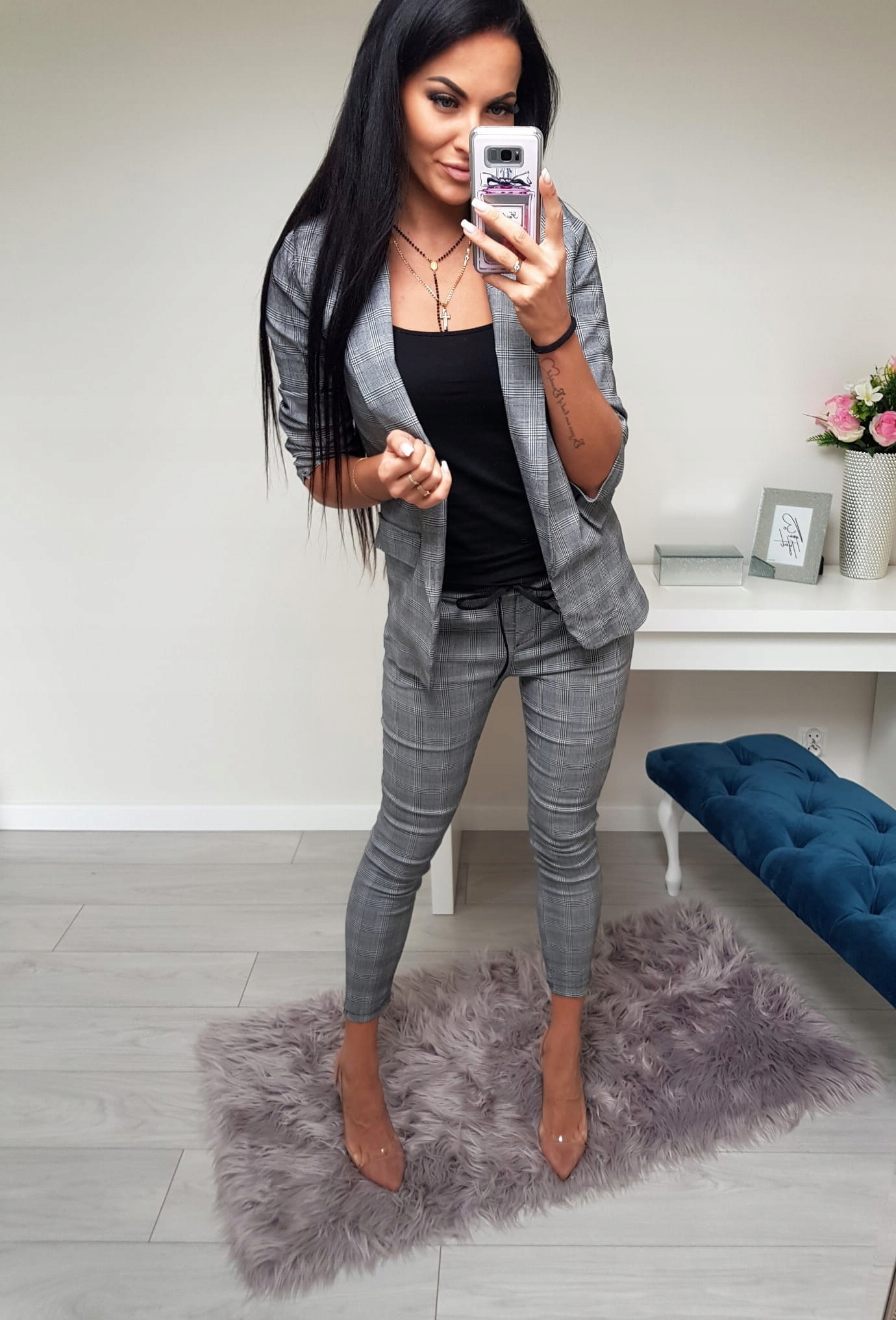 GARNITUR DAMSKI AGNES- JASNO SZARY- XL Rozmiar XL