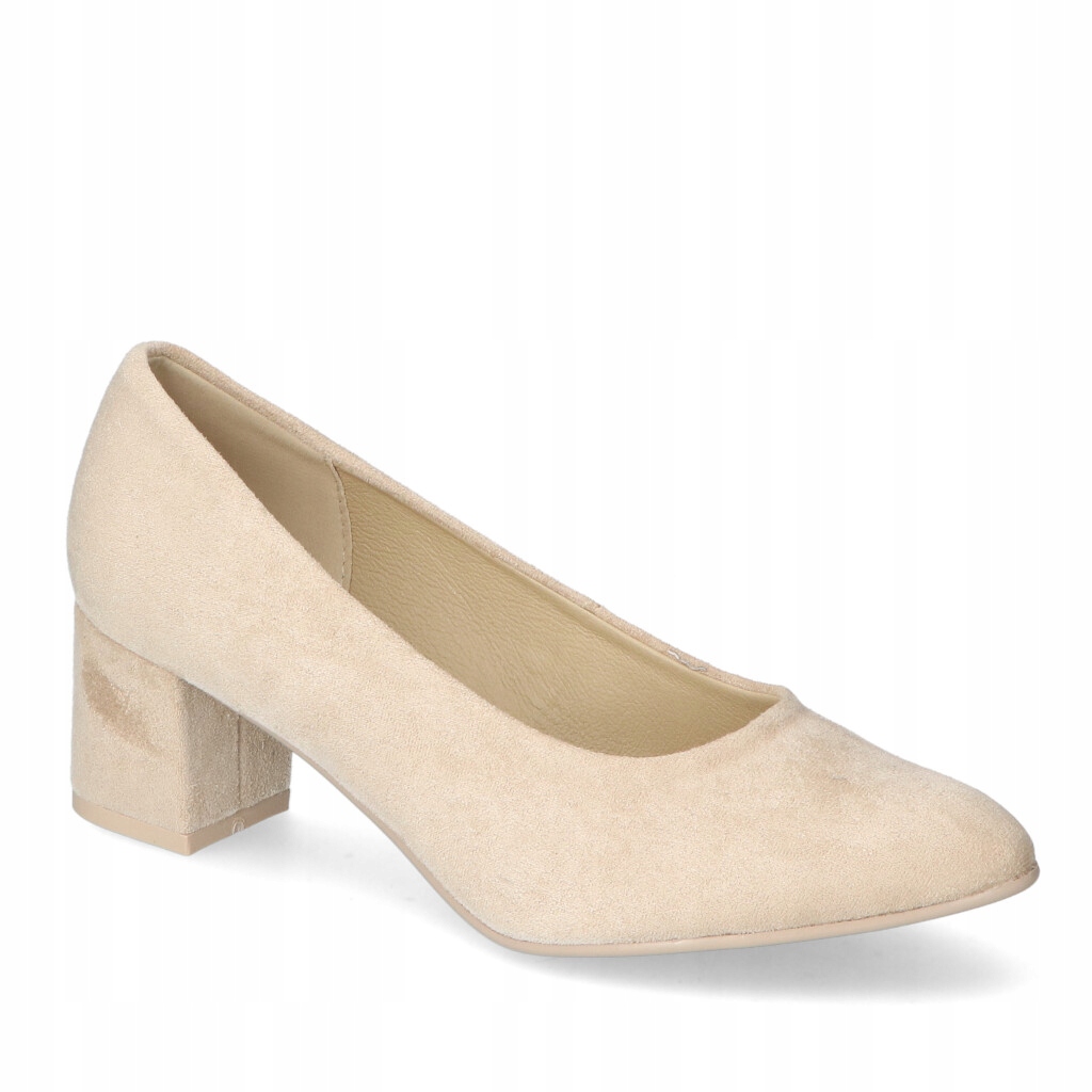 Béžové semišové lodičky Kamex-but na kotníku, velikost 38