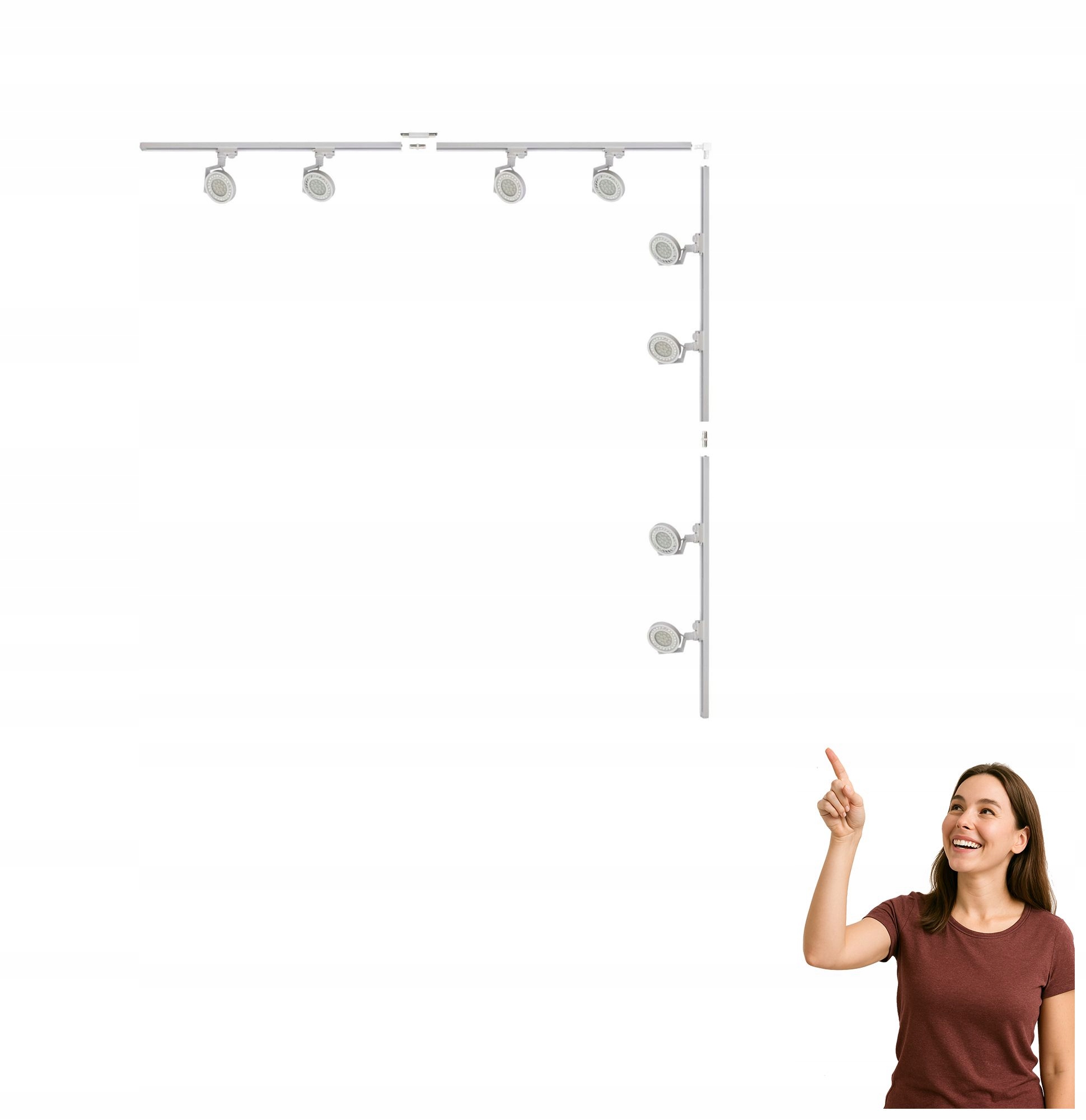 Koľajnicový kábel L 2x2 m biely, sada s reflektormi 1-fázová 3591 Zuma Line