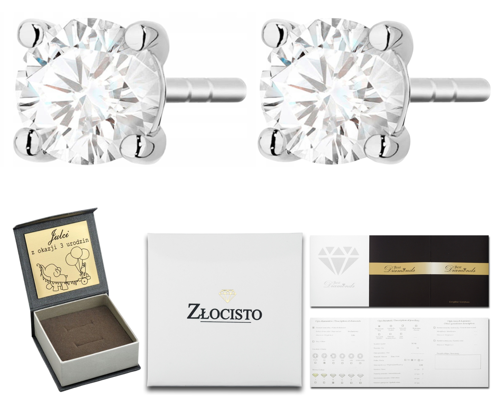 Náušnice Z Bílého Zlata Na Šroubovací Tyči Lab Brilianty Zlato 585