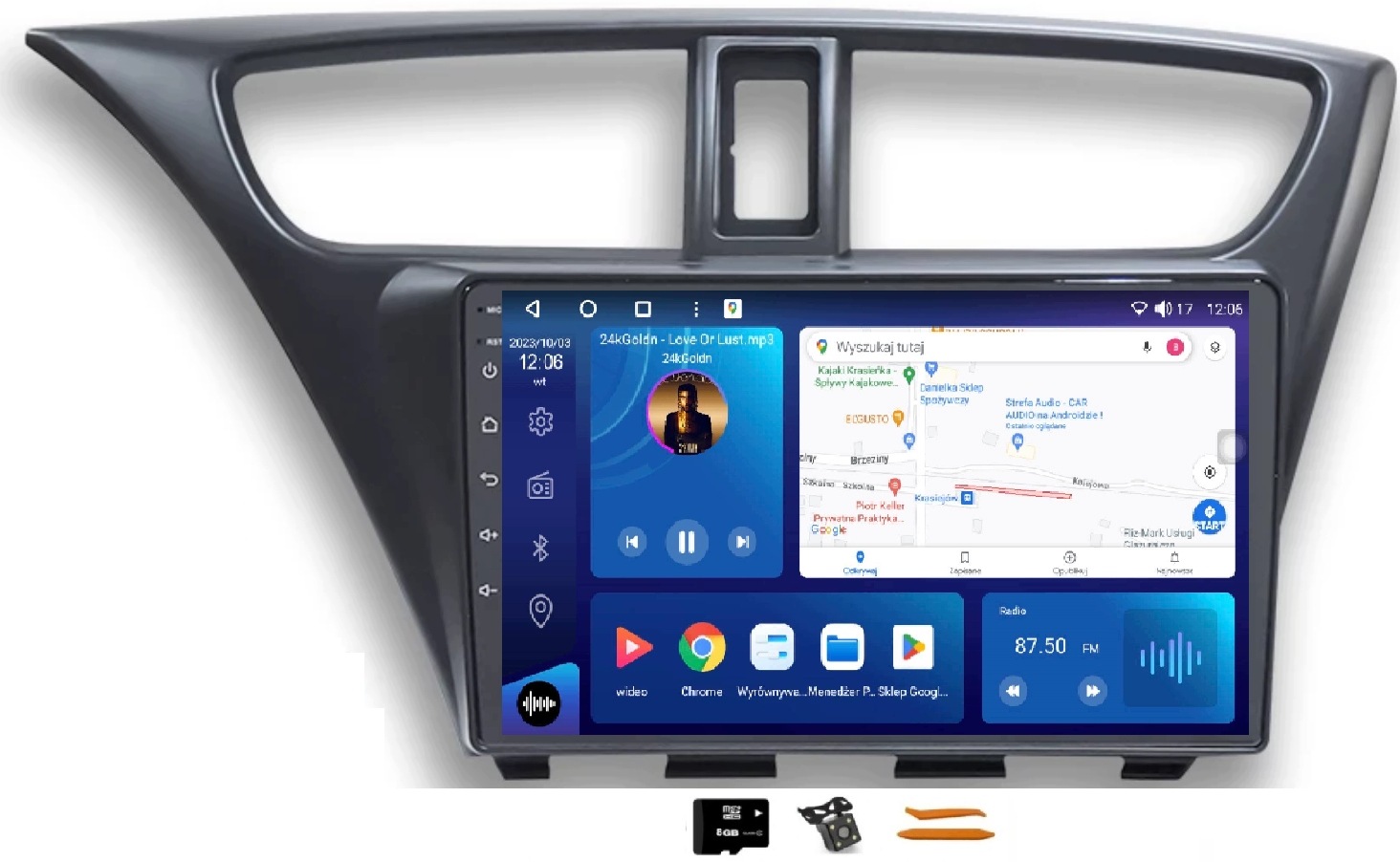 Radio Android Navigácia Honda Civic 9 11-17 2K 8/256GB Lte 4G CarPlay Gps