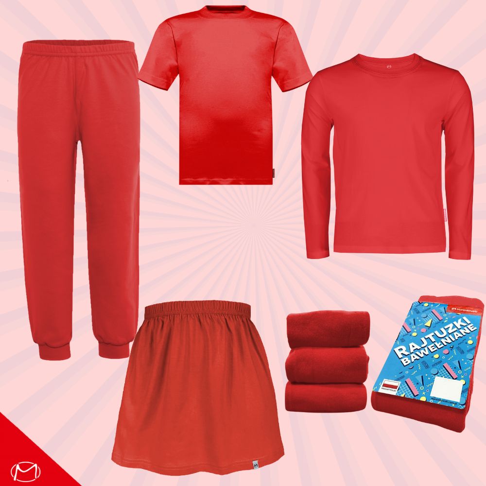 CZERWONE SPODNIE DZIECIĘCE SPORTOWE DRES BAWEŁNA CHŁOPIĘCE DZIEWCZĘCE 122 Długość długie