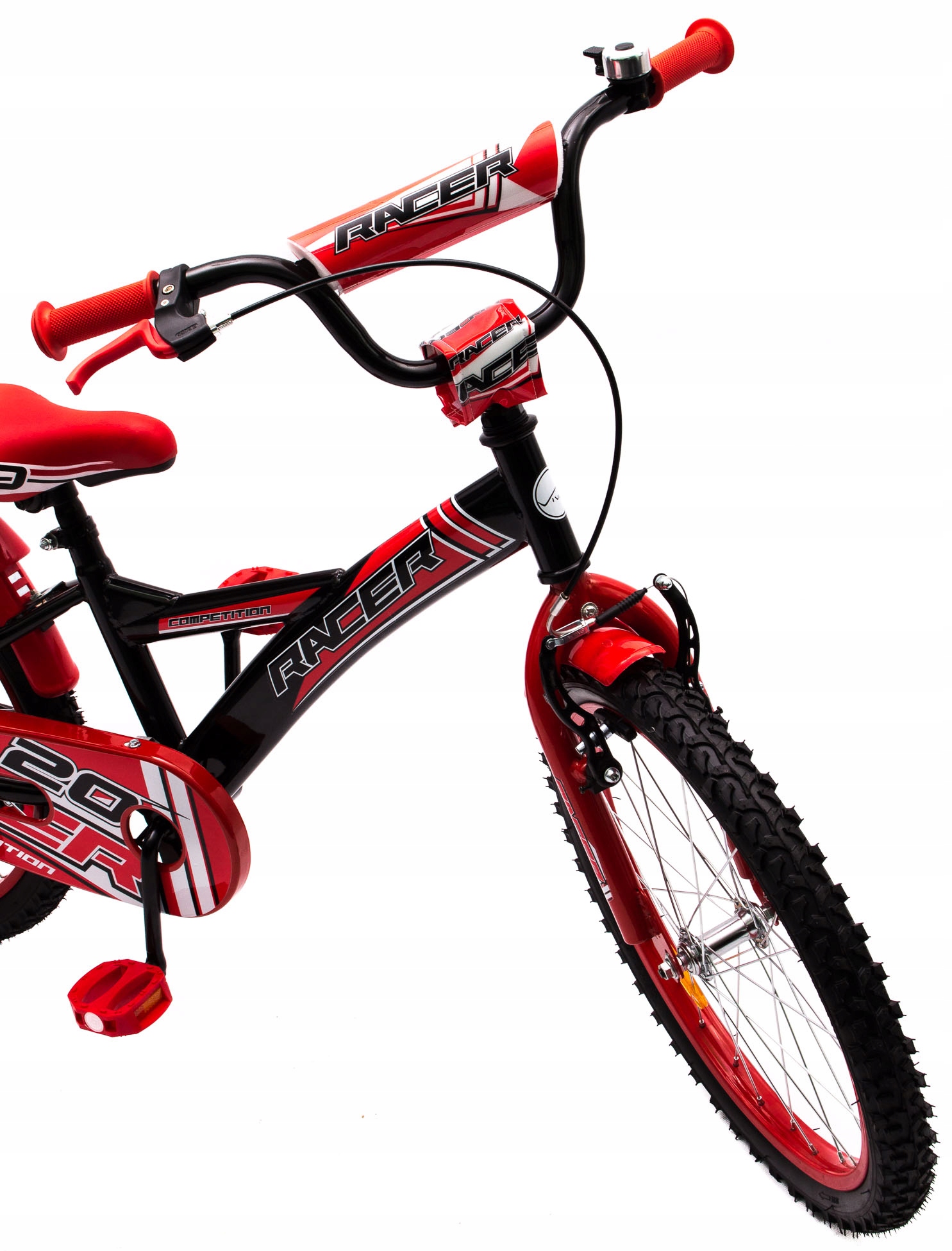 Rower Dziecięcy Rowerek Racer 20 Czarno-Czerwony Rama Stalowa