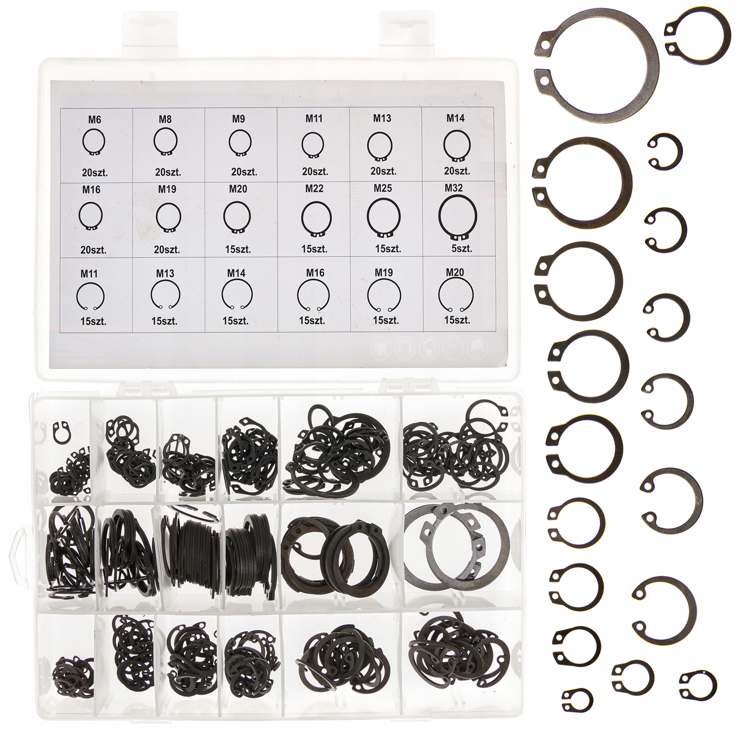 

Zestaw 300 wewn zewn pierścieni segera.