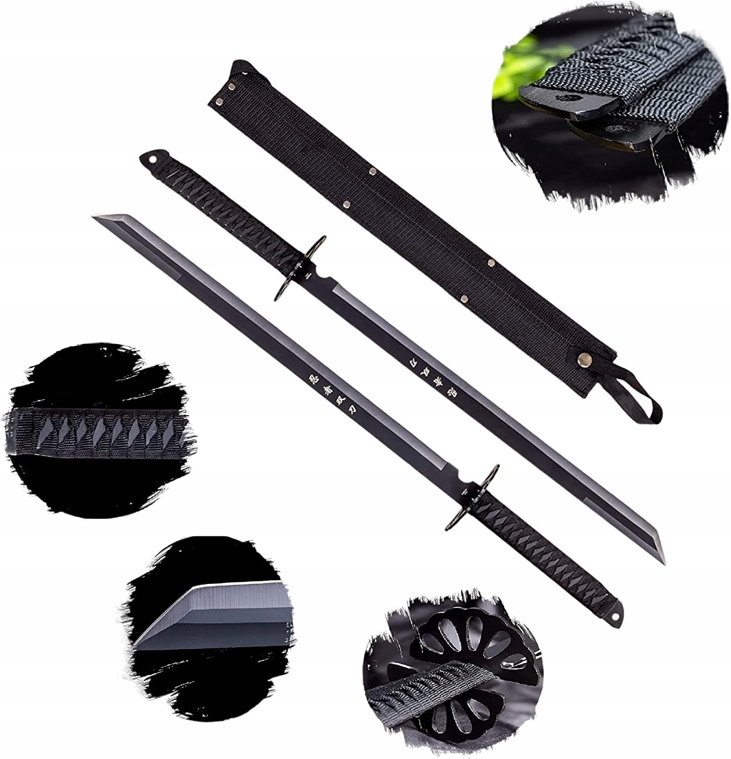 Sada 2 Nindžovských Mečů Nylonové Pouzdro HK-6183