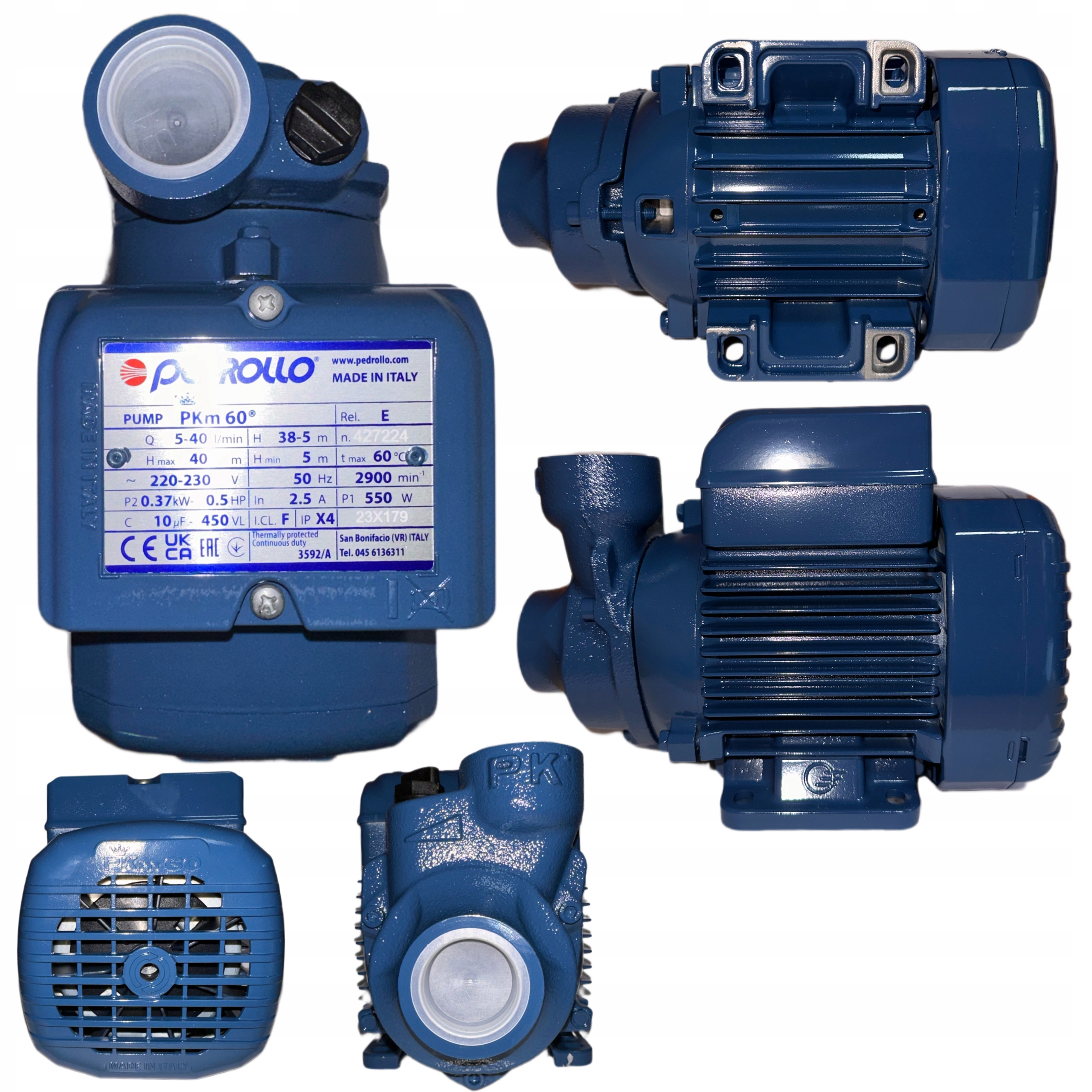 Pompa Powierzchniowa Do Wody Włoska Pedrollo 370W, 230V PKm60 Mocna Silna