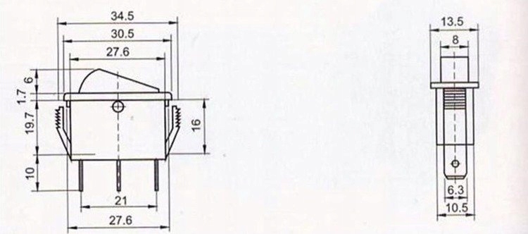 Przełącznik kołyskowy KCD3 - przełącznik ON/OFF/ON - 230V - 3 PIN Producent bez marki
