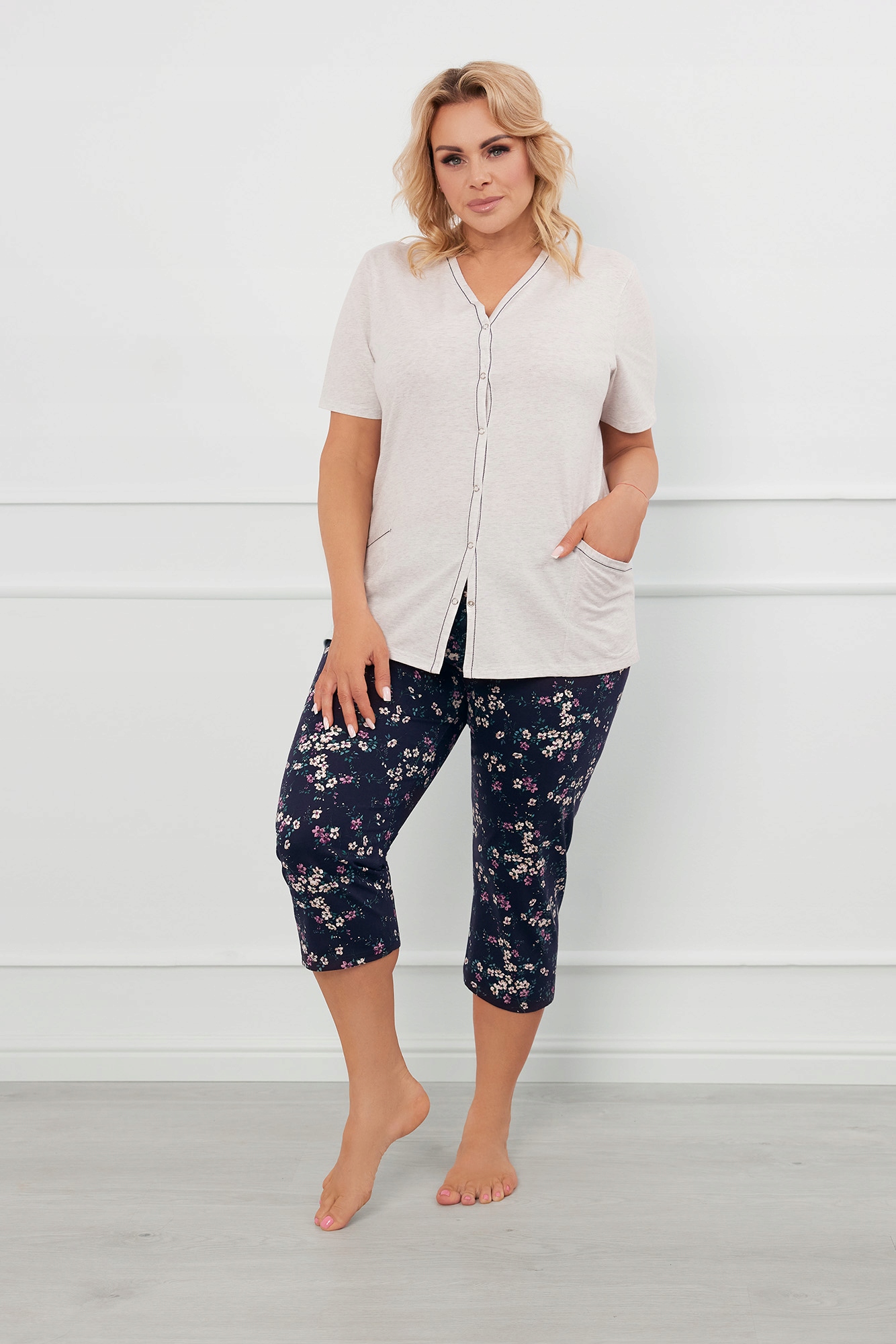 Pyžamo Evita velikost S/4 melanž/potisk velikost S Italian Fashion