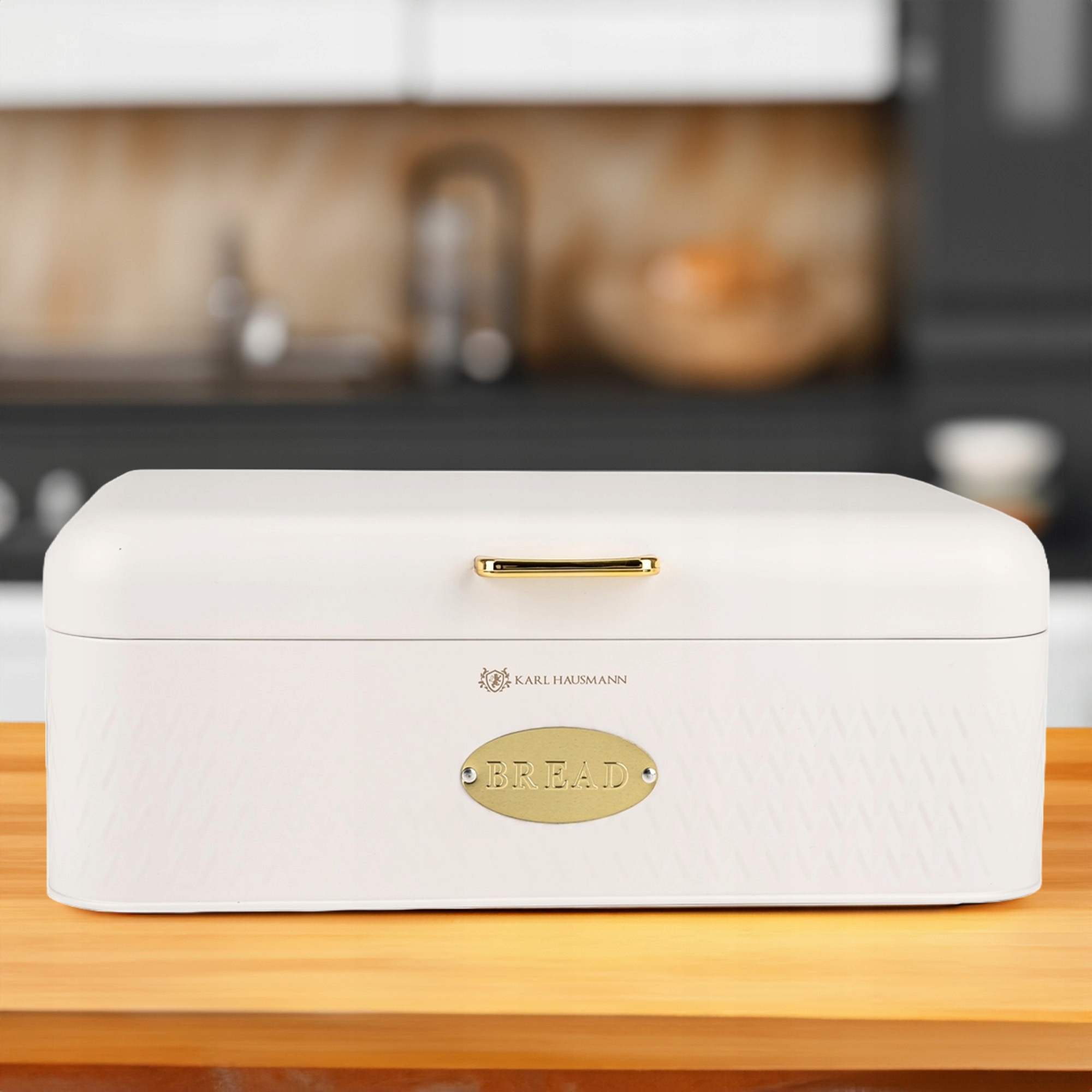 CHLEBAK BIAŁY POJEMNIK NA PIECZYWO BUŁKI CHLEB METALOWY ZAMYKANA POKRYWA