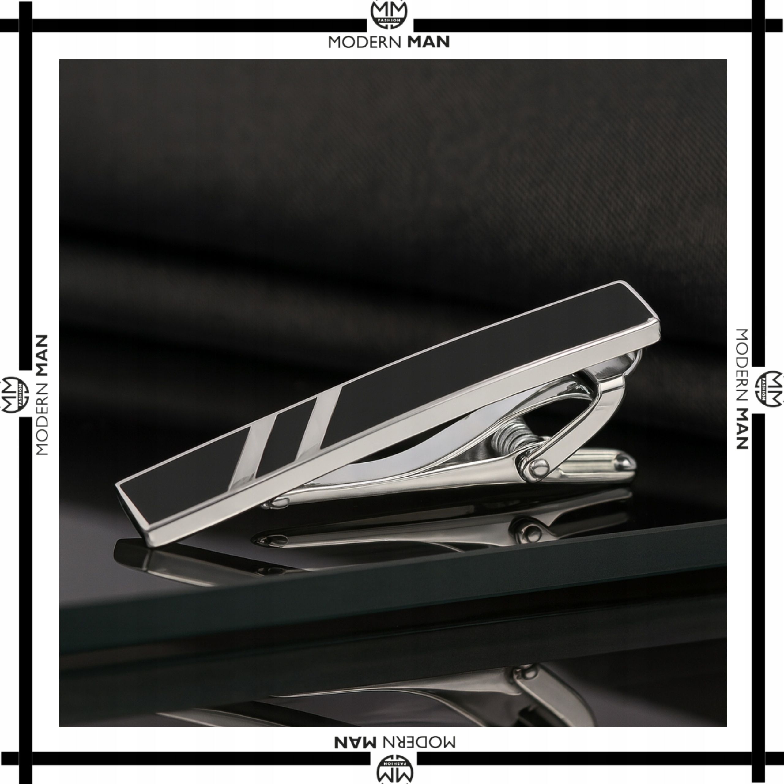SPINKA DO KRAWATA CZARNA MODERN MAN ELEGANCKA KLIPS PREZENT MĘSKI PUDEŁKO Materiał stal