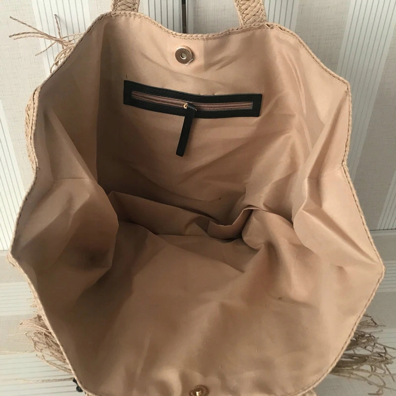 TOREBKA SŁOMKOWA SHOPPER PLAŻOWA BEŻOWA Wielkość duża (mieszcząca A4)