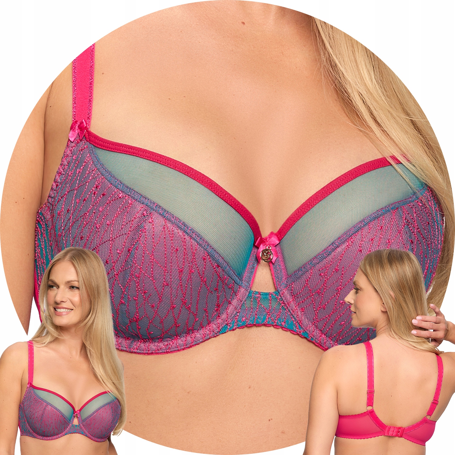 Gaia 1295 Ariel Polovyztužená podprsenka Semi Soft tyrkysová-fuchsiová 65K