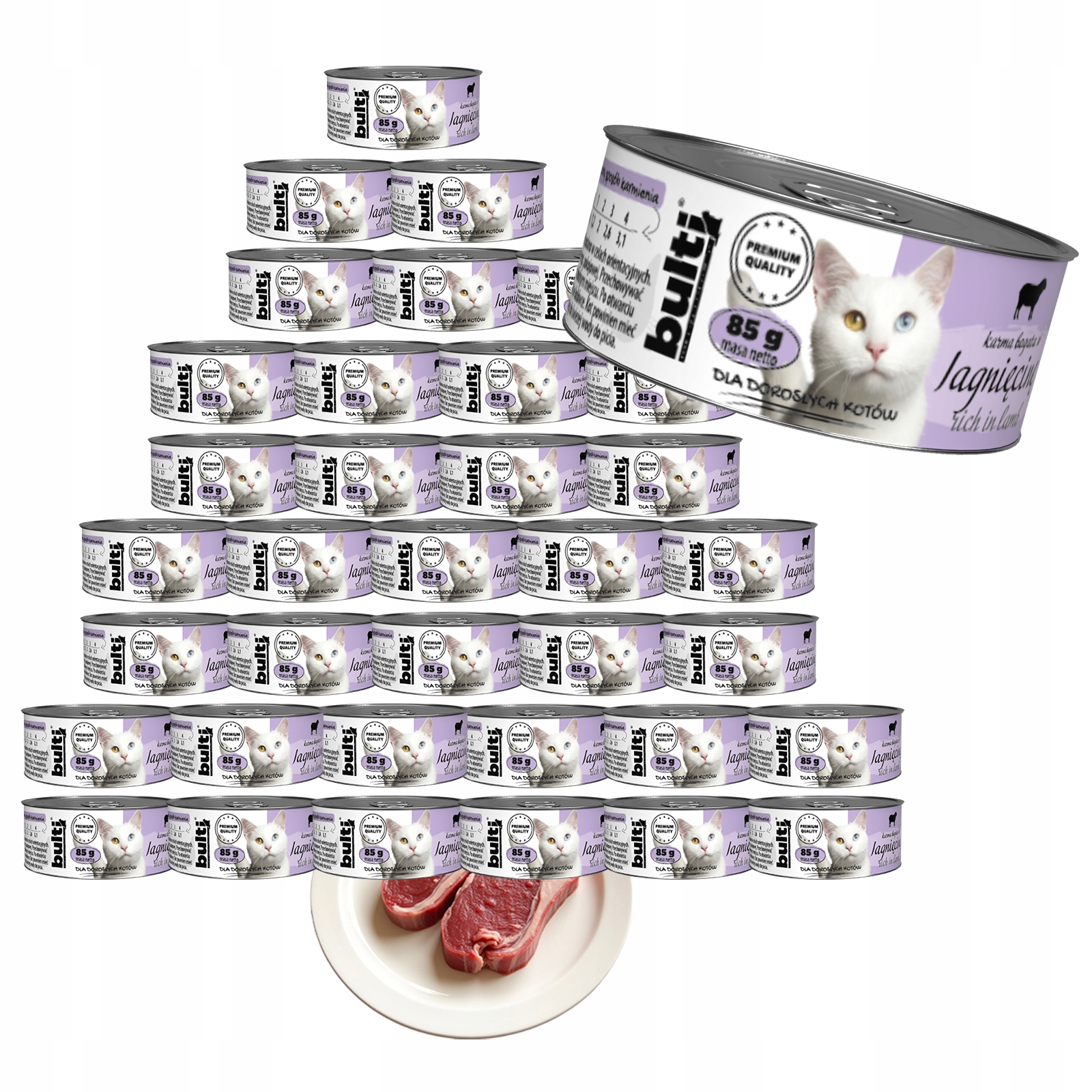 Levně Krmivo Mokré Pro Kočky Bulti Plechovka s jehněčím masem Set 36x85 g