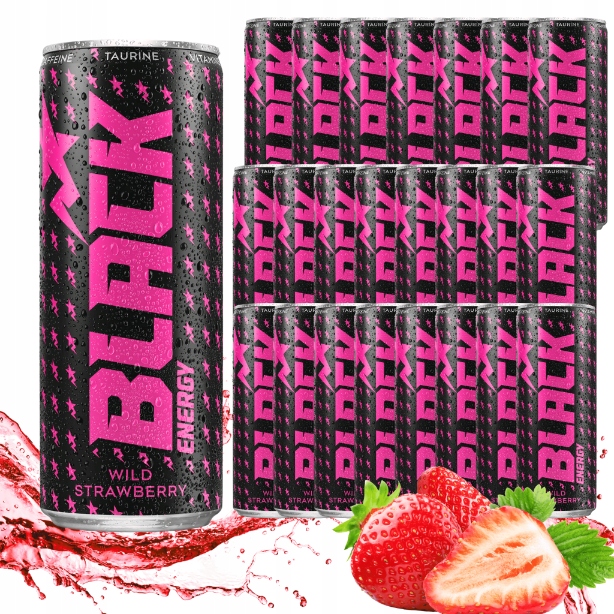 Black Wild Strawberry napój energetyczny puszka z kaucją 24x250ml