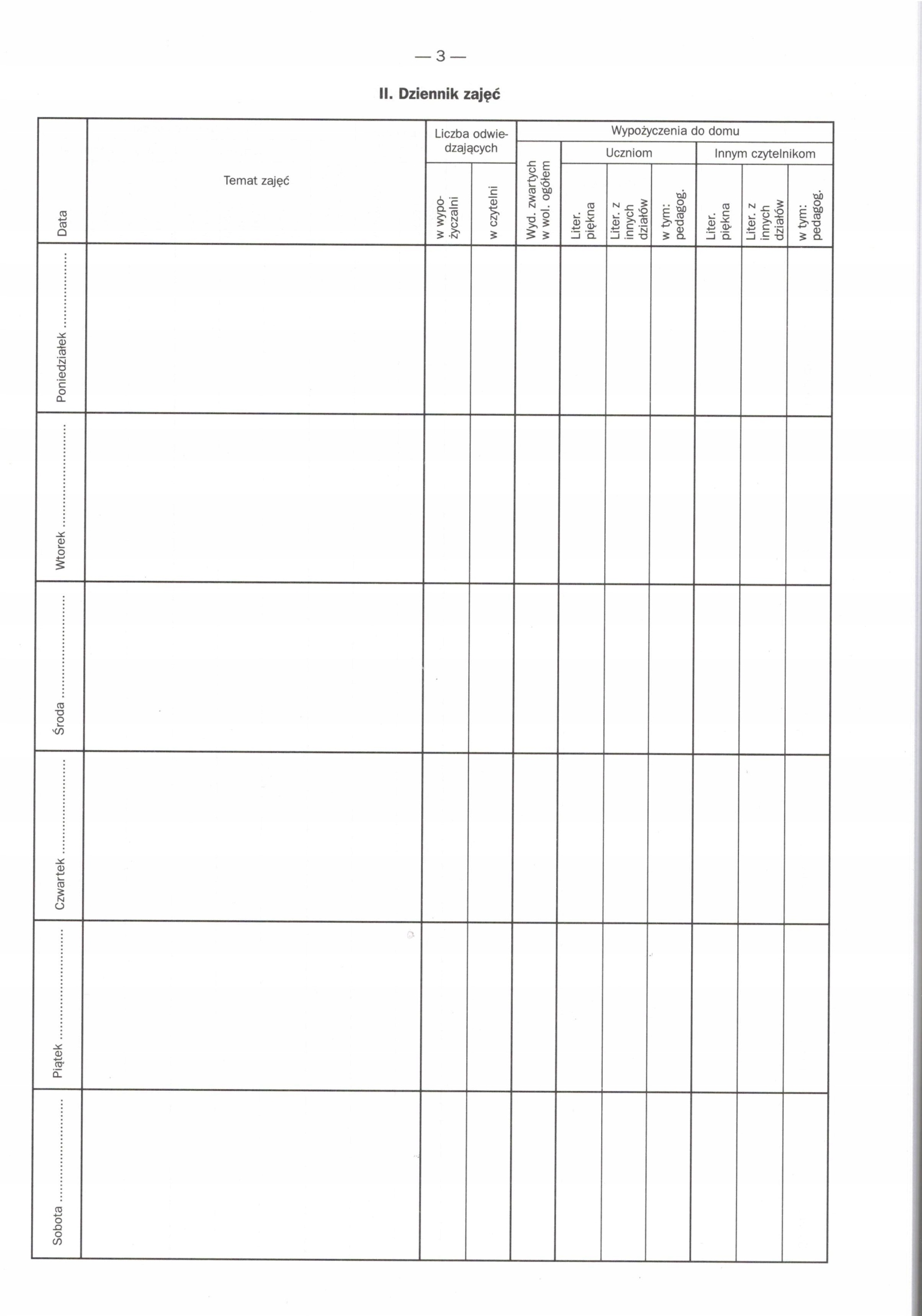 Dziennik biblioteki szkolnej MEN-I/8 Marka Typograf