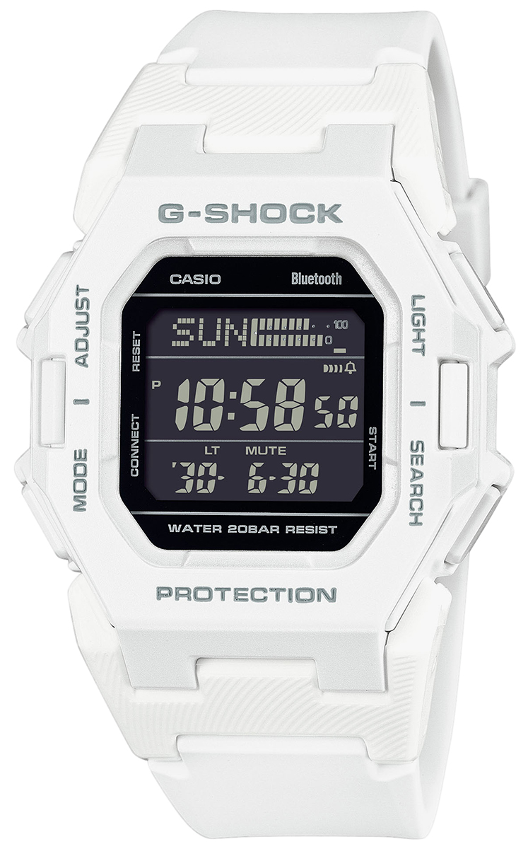 Pánské hodinky Casio GD-B500-7ER G-Shock bílé s řemínkem, Bluetooth,