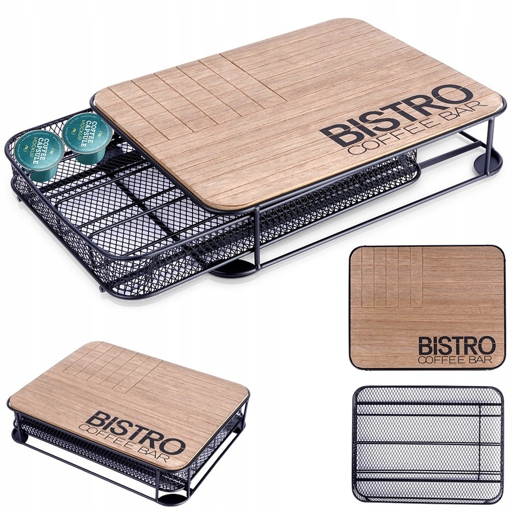 Levně Organizér na kávové kapsle Krabička Kovová nádoba Černá Šuplík