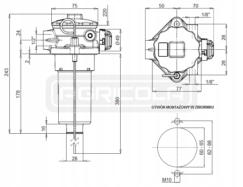 FILTR POWROTNY RFA110CV1BB3 MONTOWANY NA ZBIORNIKU Marka inny
