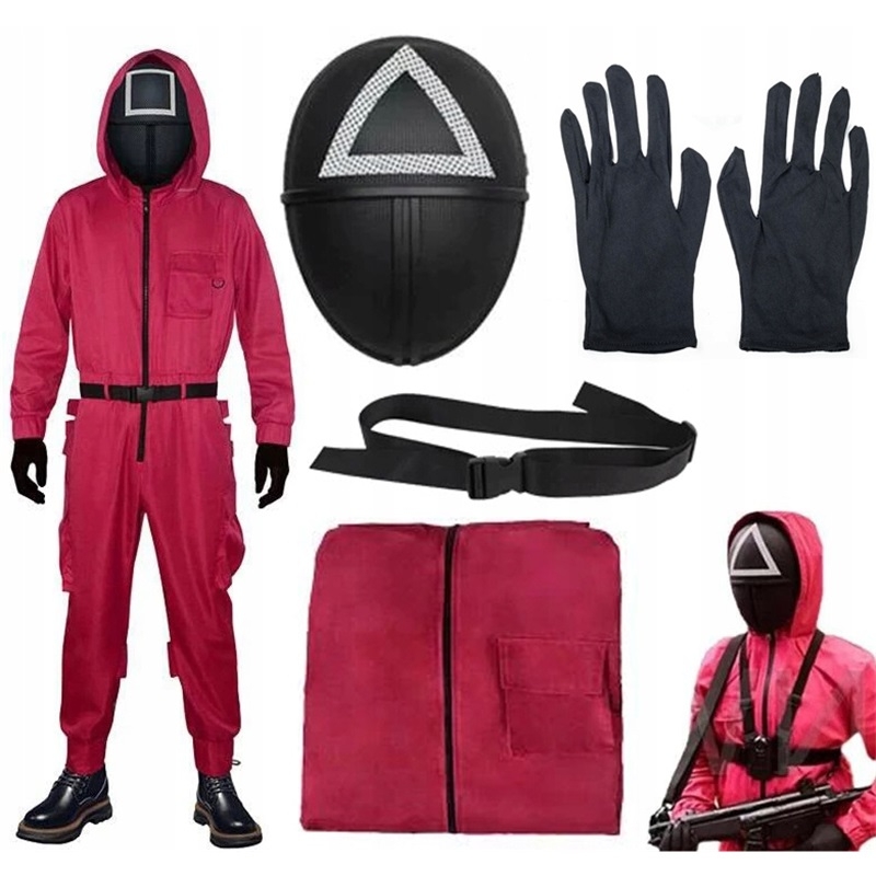 NOWY PRZEBRANIE SQUID GASE STRAŻNIK CZERWONY STRÓJ PROMOCJA!