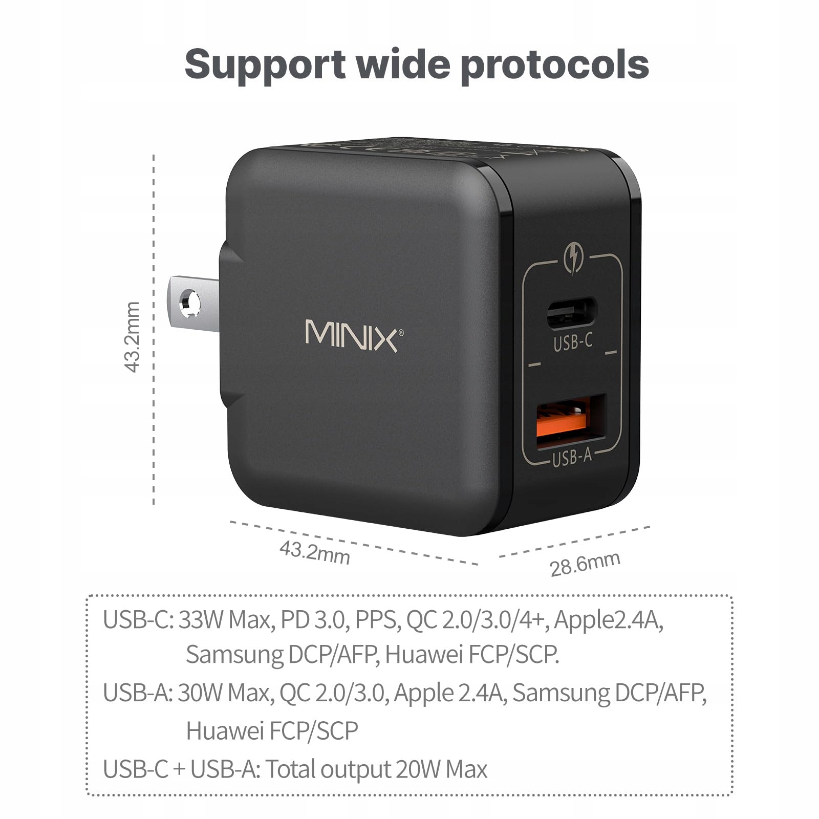 MINIX NEO P1 Mini 33W GaN Ładowarka USB-C i USB-A — miniatura 2