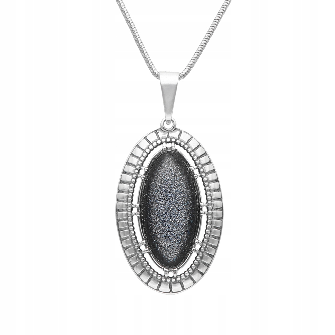 Oválný přívěsek s solárním kamenem, vícebarevný, stříbro oxidované