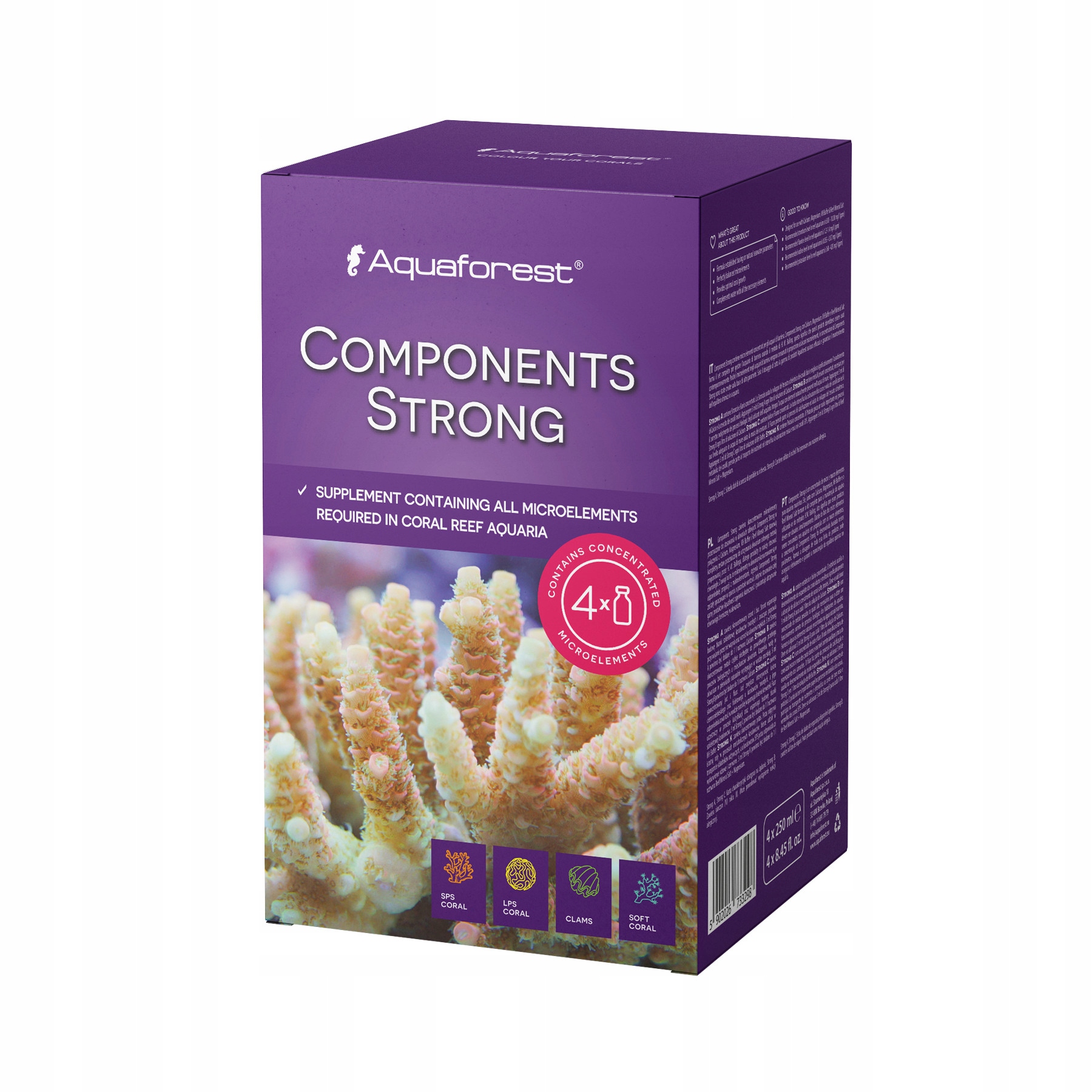 Sada Doplňků Pro Korálovce Aquaforest Components Strong 4X250 ML