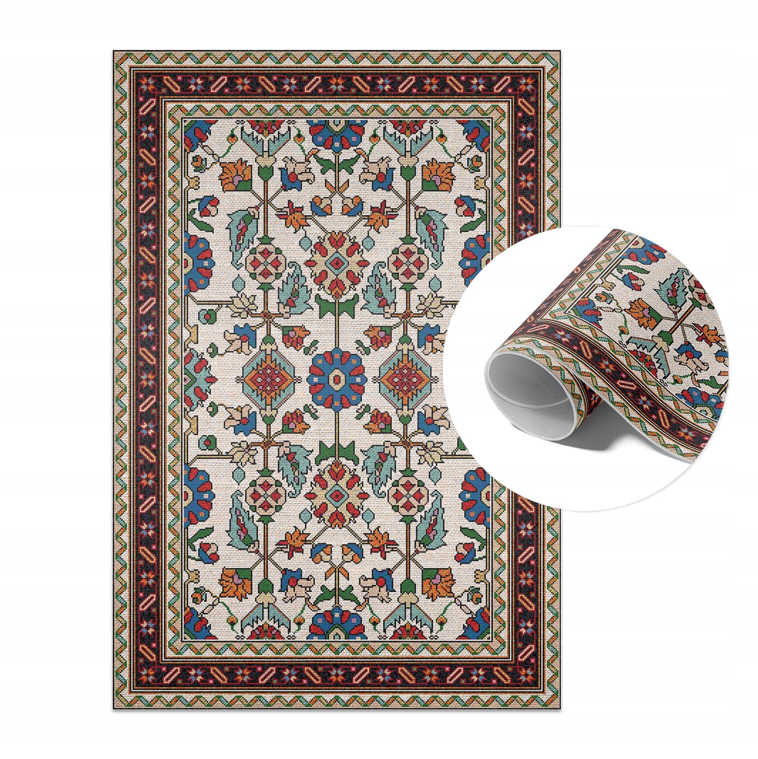 Dywan Winyl Outdoor Na Taras Balkon Ogród Florystyczna mozaika 150x225