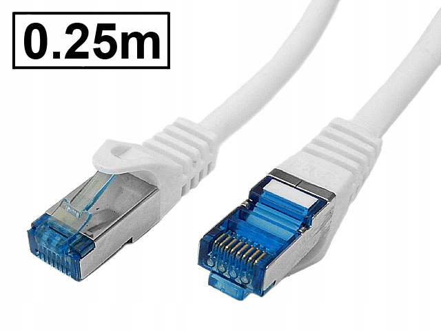 

Patchcord kat.6A ekran Pimf RJ45 1:1 biały 0.25m