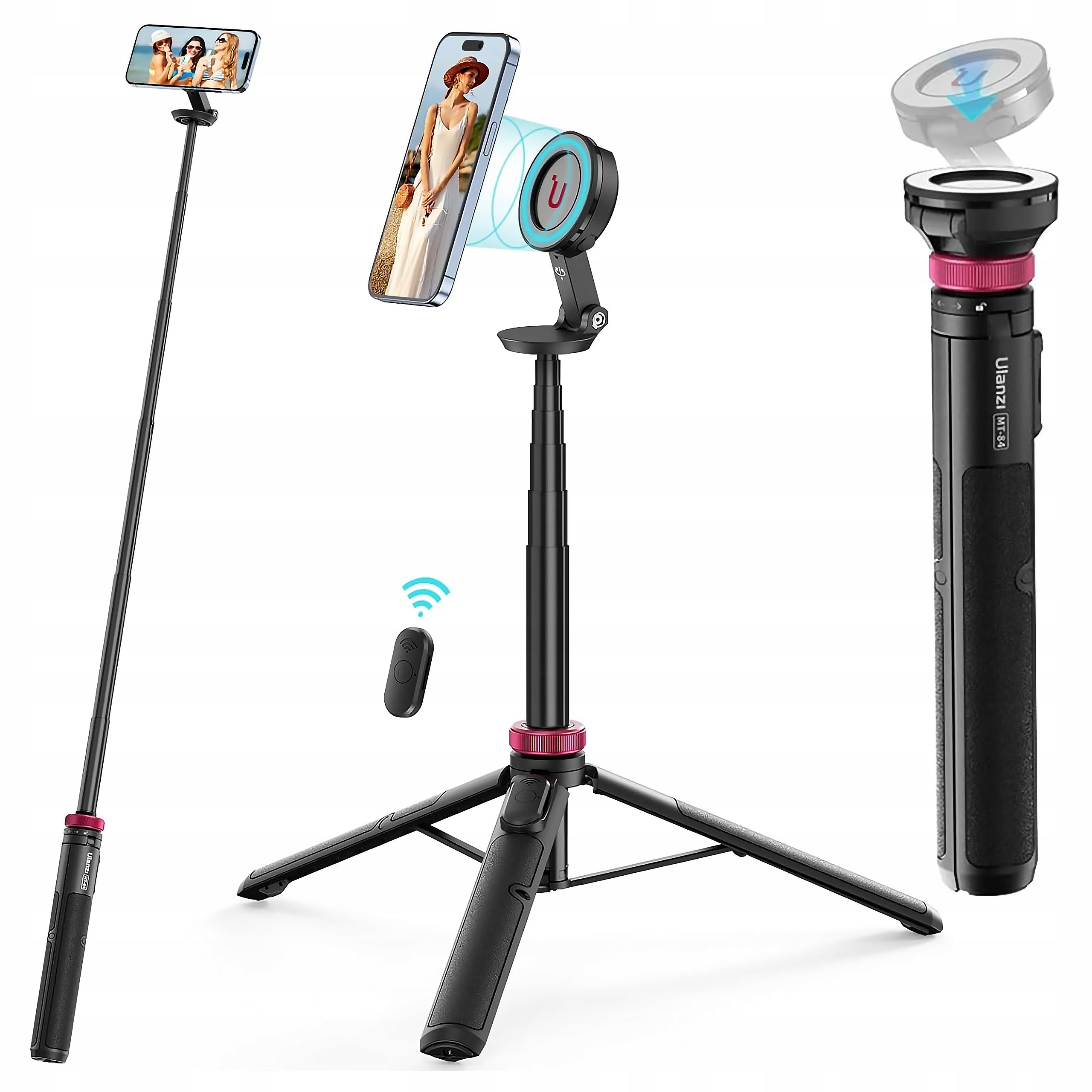 Statyw Vlog Selfie Stick Mocowanie Magnetyczne Ulanzi MT-84 max 145,5 cm