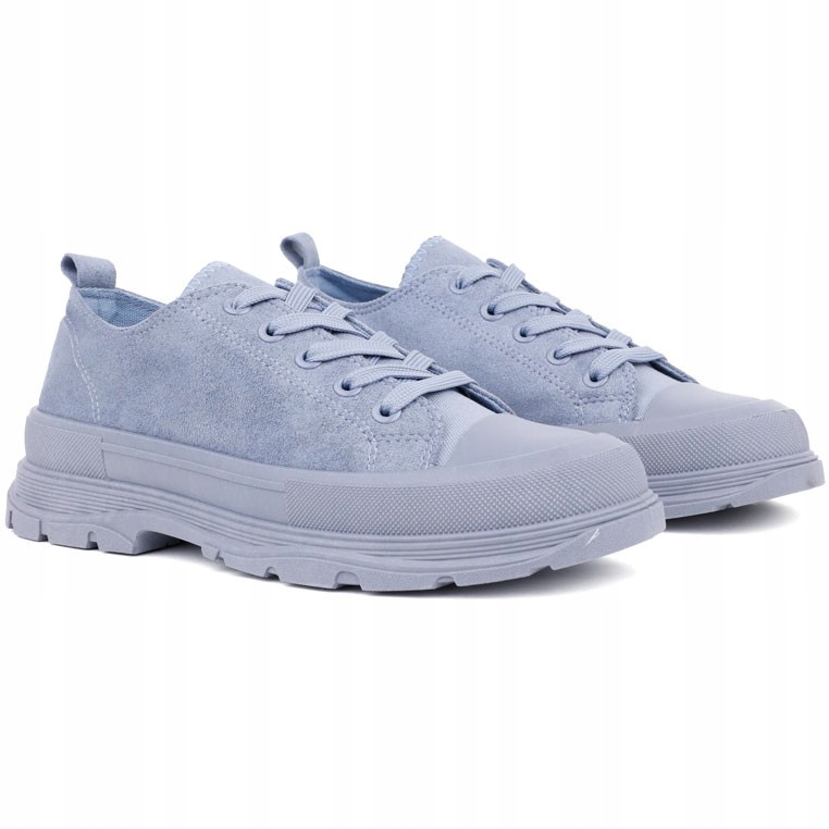 Niebiekie Trampki Damskie Na Platformie Tenisówki Na Grubiej Podesztwie