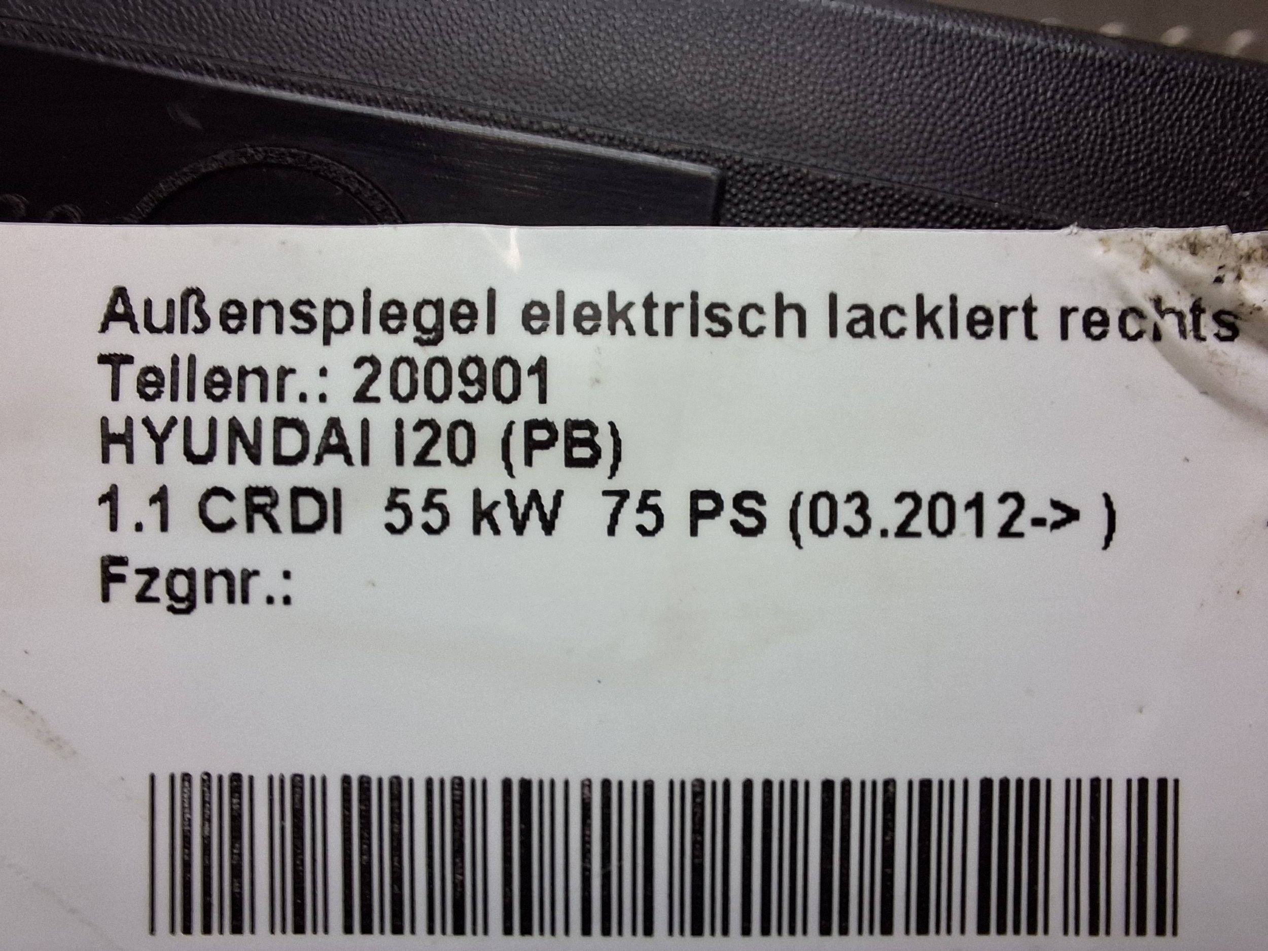mirror right HYUNDAI i20 II 14-20 6 PIN EUROPA